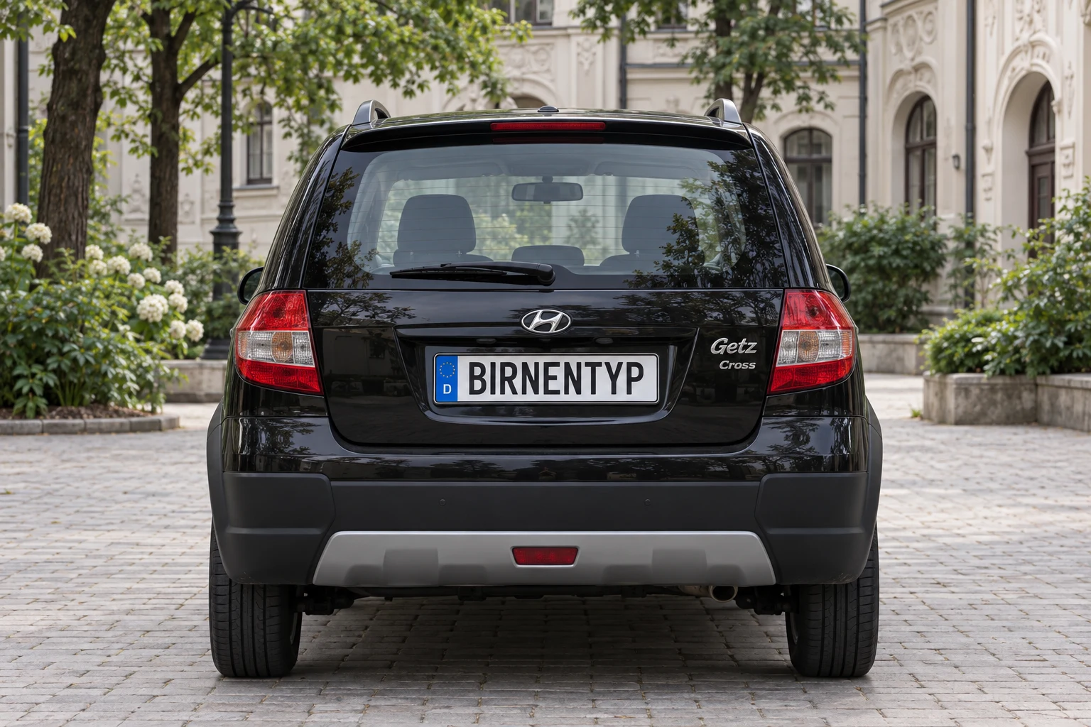 Heck-Ansicht des Hyundai Getz 1 (Cross Getz) (mit KI erzeugt)