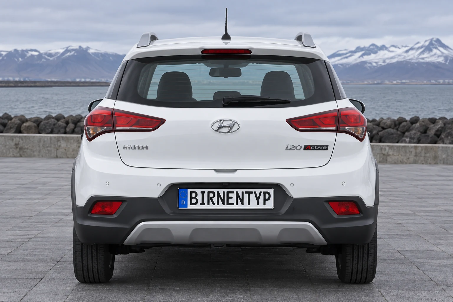 Heck-Ansicht des Hyundai i20 2 (Active (Crossover)) (mit KI erzeugt)