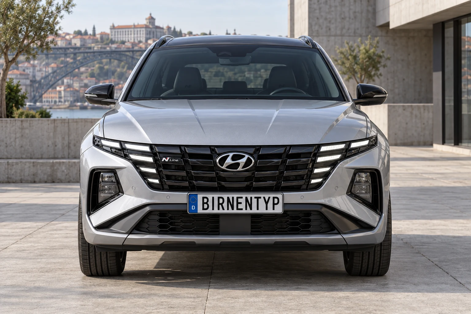 Frontansicht des Hyundai ix35 / Tucson 4 (N Line (Sport-SUV)) (mit KI erzeugt)