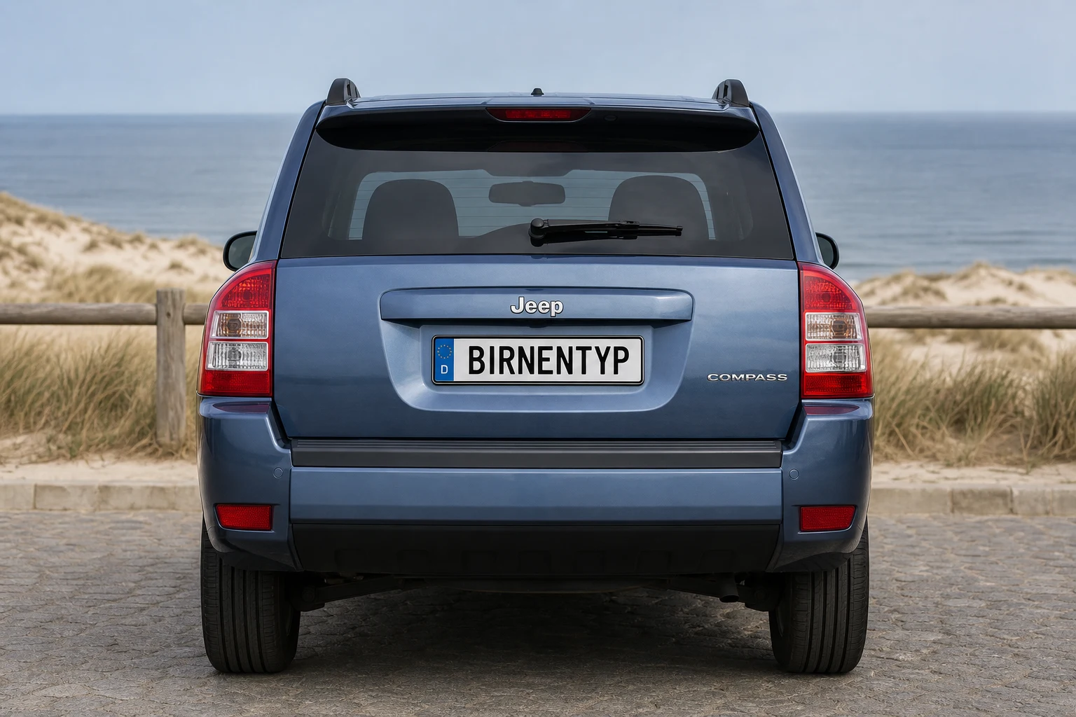 Heck-Ansicht des Jeep Compass 1 (mit KI erzeugt)