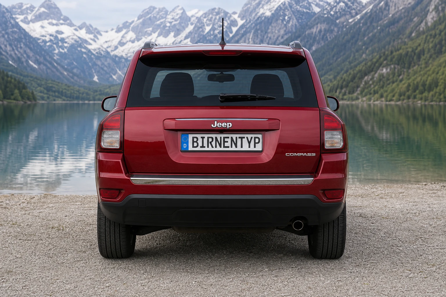 Heck-Ansicht des Jeep Compass 2 (mit KI erzeugt)