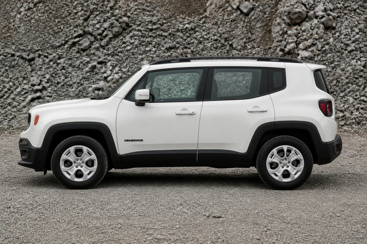 Seitenansicht (Fahrerseite) des Jeep Renegade 1 als SUV (mit KI erzeugt)