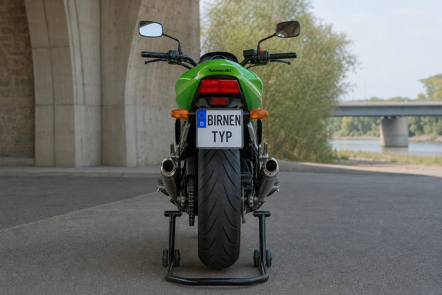 Heck-Ansicht der Kawasaki Z-1000 (mit KI erzeugt)