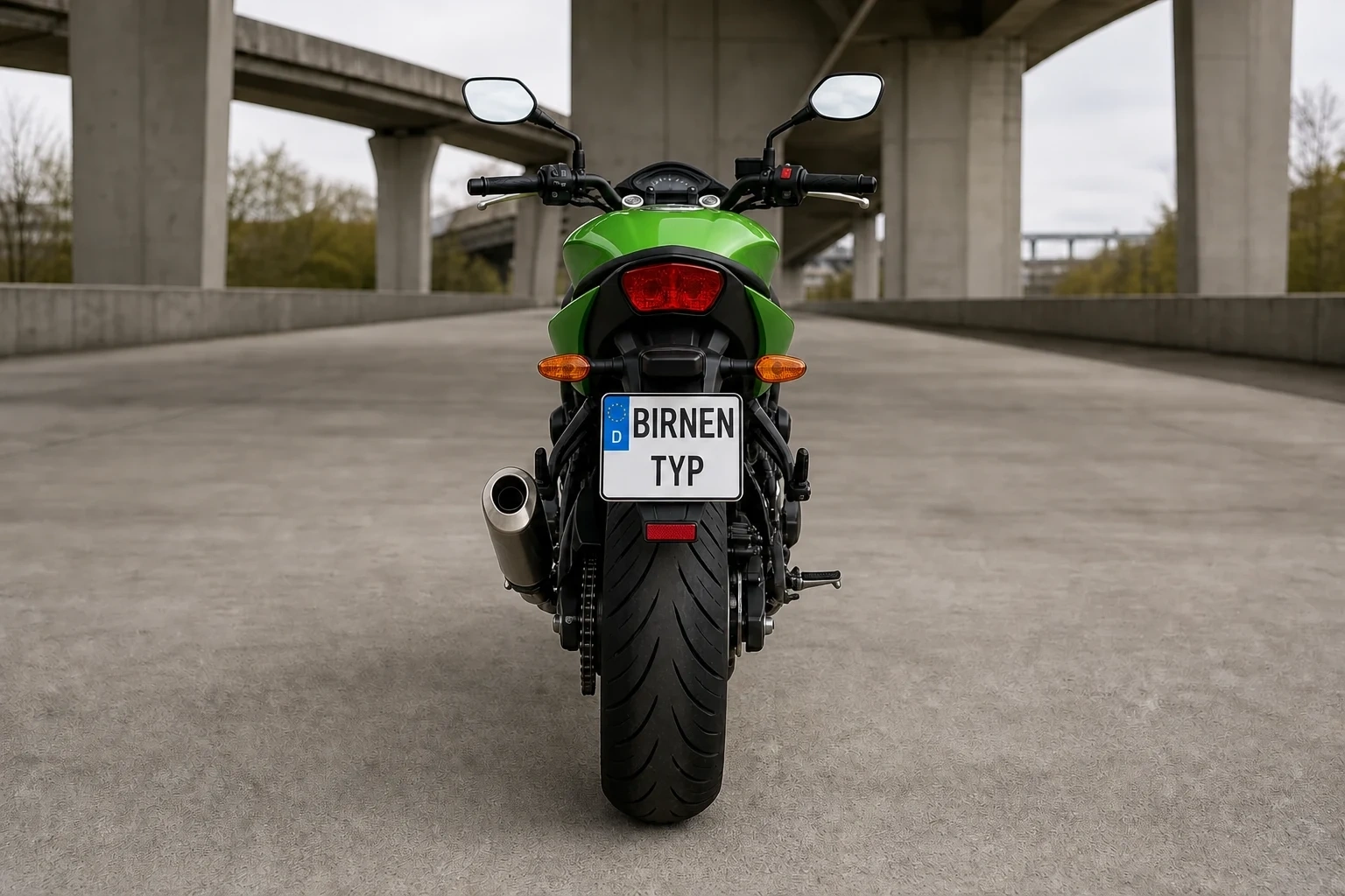 Heck-Ansicht der Kawasaki Z-750 (mit KI erzeugt)