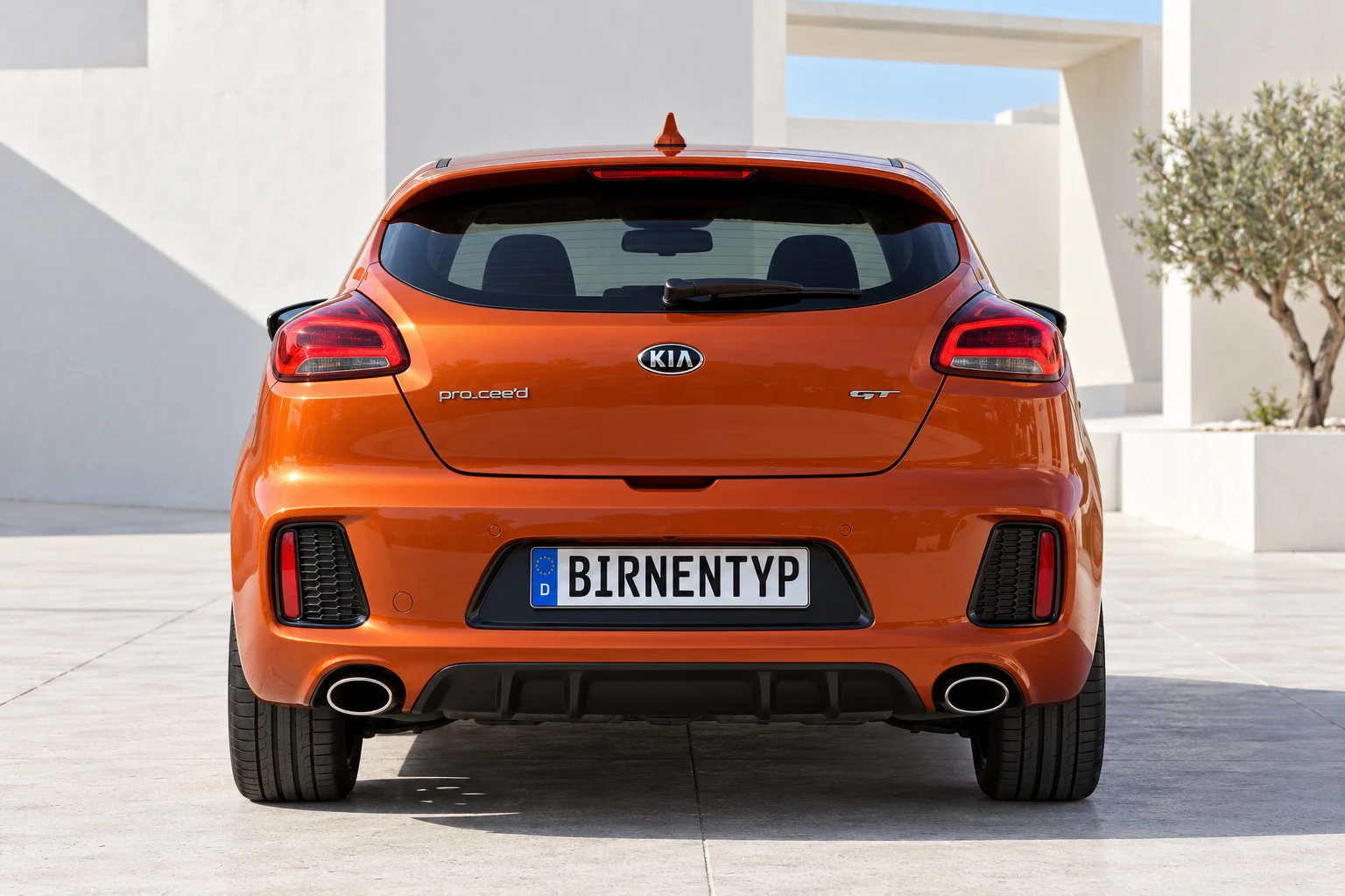 Heck-Ansicht des Kia Cee´d 2 (pro_cee'd (3-Türer / GT)) (mit KI erzeugt)