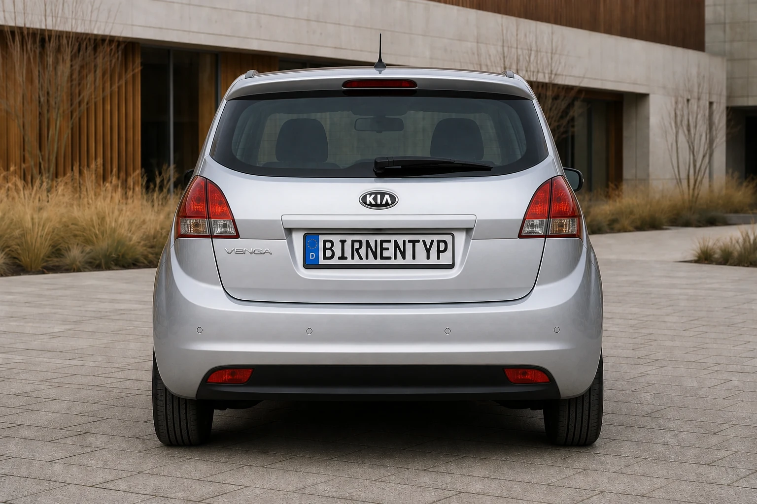 Heck-Ansicht des Kia Venga 1 (mit KI erzeugt)