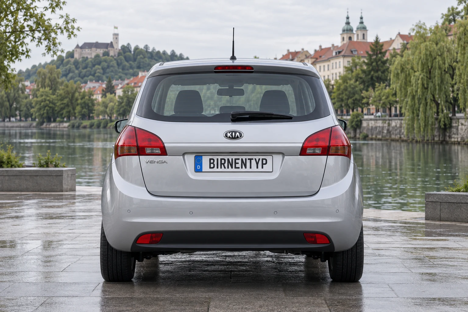 Heck-Ansicht des Kia Venga 1 (mit KI erzeugt)