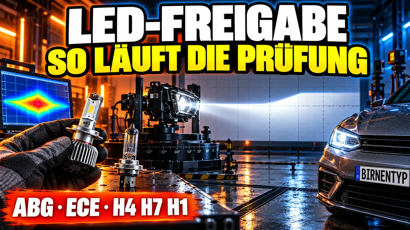 LED-Freigabe erklärt: So läuft die Prüfung einer LED-Nachrüstlampe, und wann H4, H7 und H1 eine ECE-Zulassung bekommen (mit KI erzeugt)