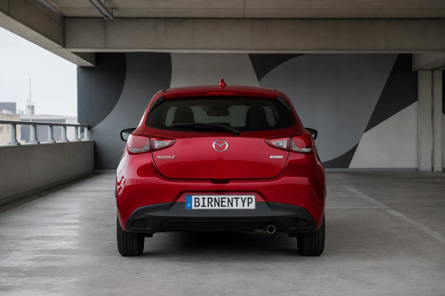 Heck-Ansicht des Mazda 2 3. Gen (mit KI erzeugt)