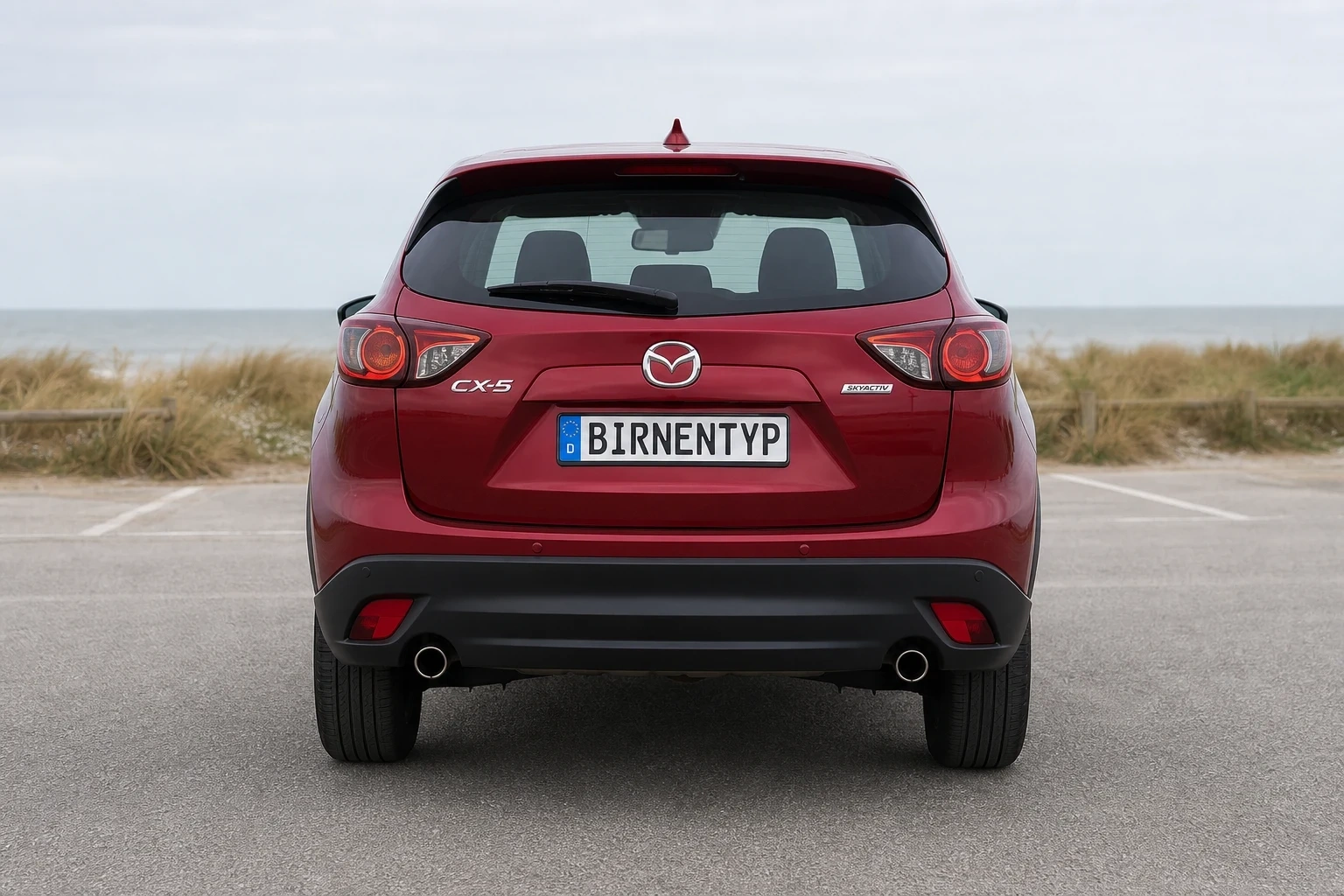 Heck-Ansicht des Mazda CX-5 1. Gen (mit KI erzeugt)