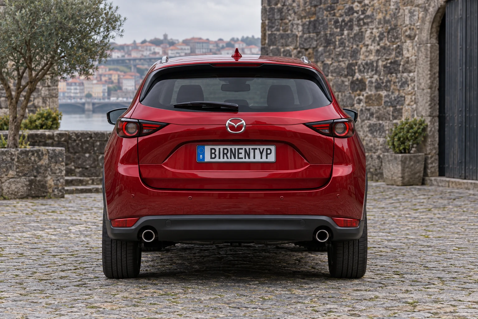 Heck-Ansicht des Mazda CX-5 2. Gen (SUV 5-Türer) (mit KI erzeugt)