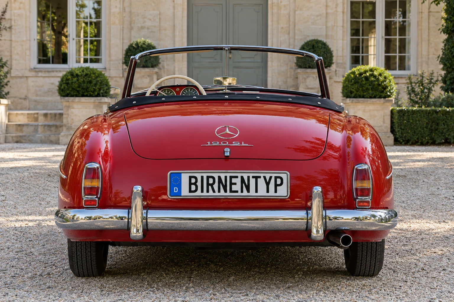 Heck-Ansicht des Mercedes-Benz SL Roadster 1 (mit KI erzeugt)