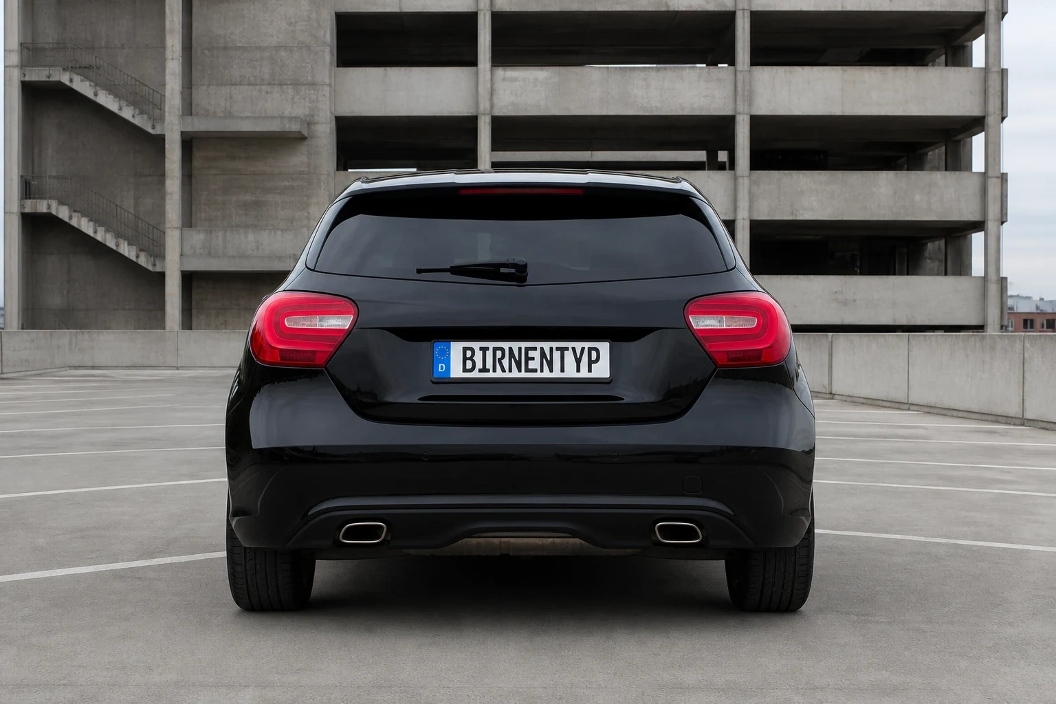 Heck-Ansicht des Mercedes-Benz A-Klasse 3. Gen (mit KI erzeugt)