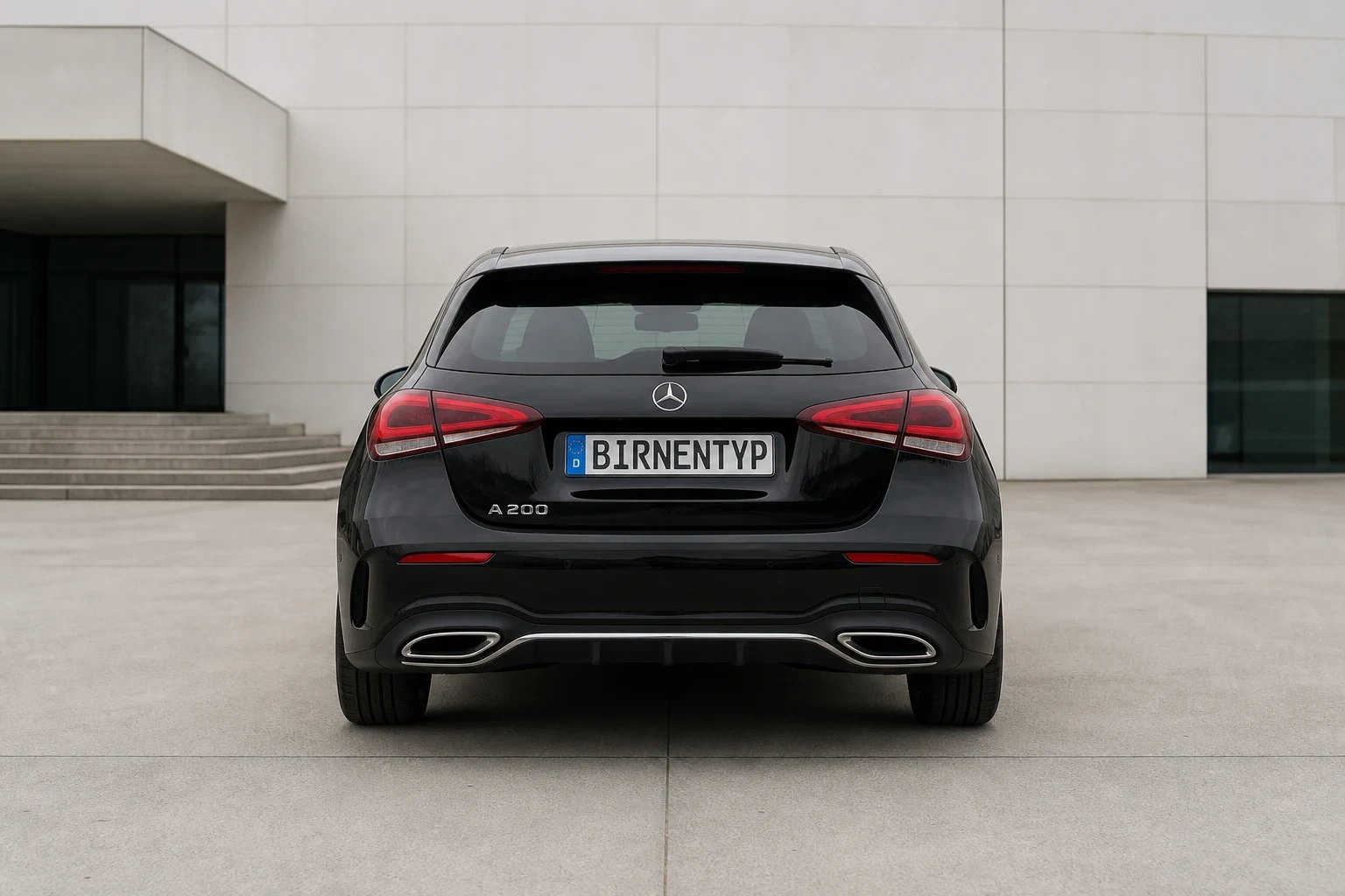 Heck-Ansicht des Mercedes-Benz A-Klasse 4. Gen (mit KI erzeugt)