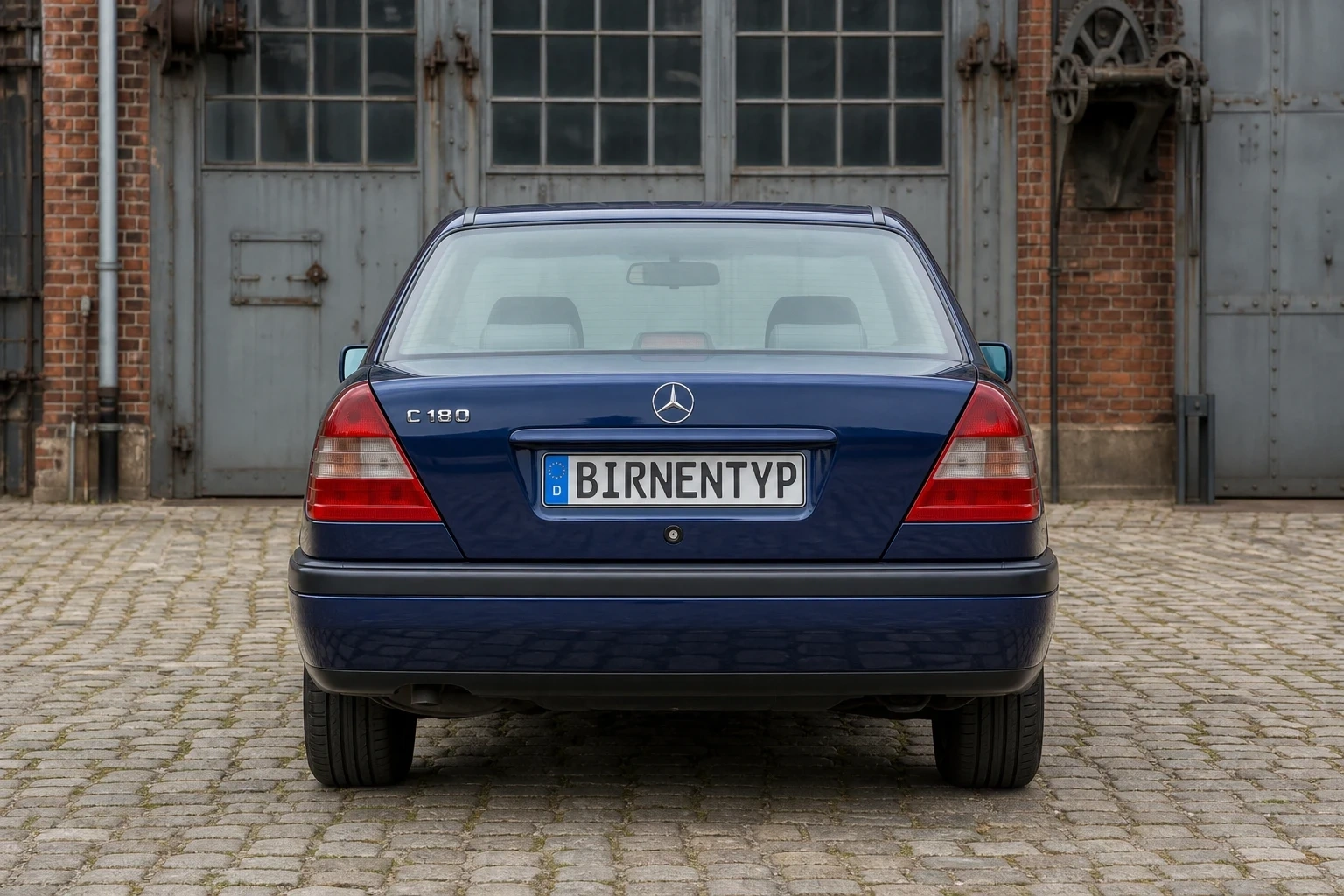 Heck-Ansicht des Mercedes-Benz C-Klasse 1. Gen (mit KI erzeugt)