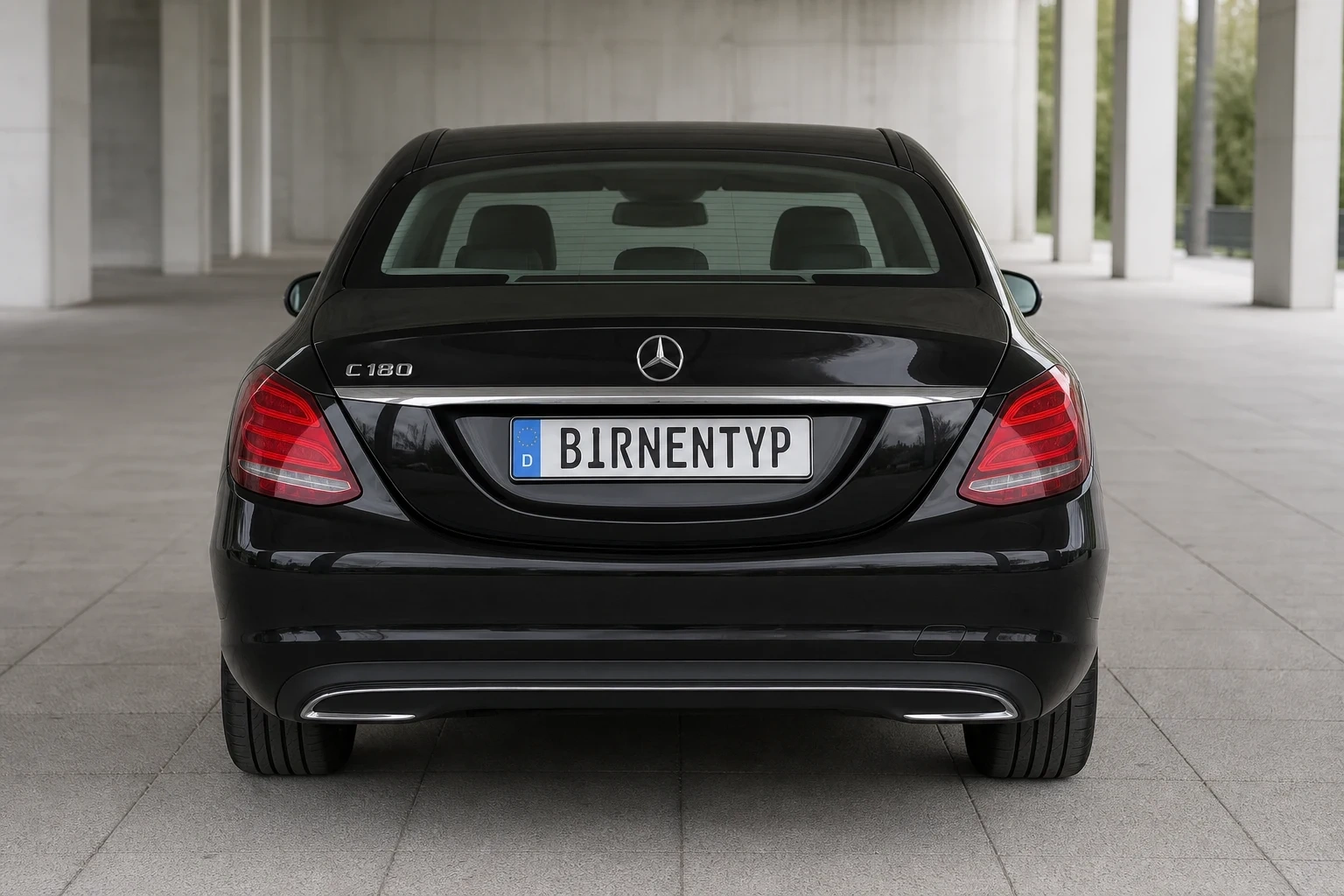 Heck-Ansicht des Mercedes-Benz C-Klasse 4. Gen (mit KI erzeugt)