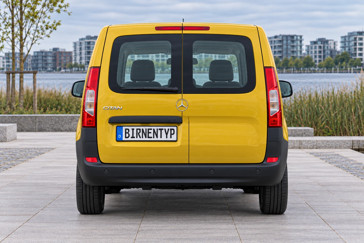 Heck-Ansicht des Mercedes-Benz Citan 1 (mit KI erzeugt)