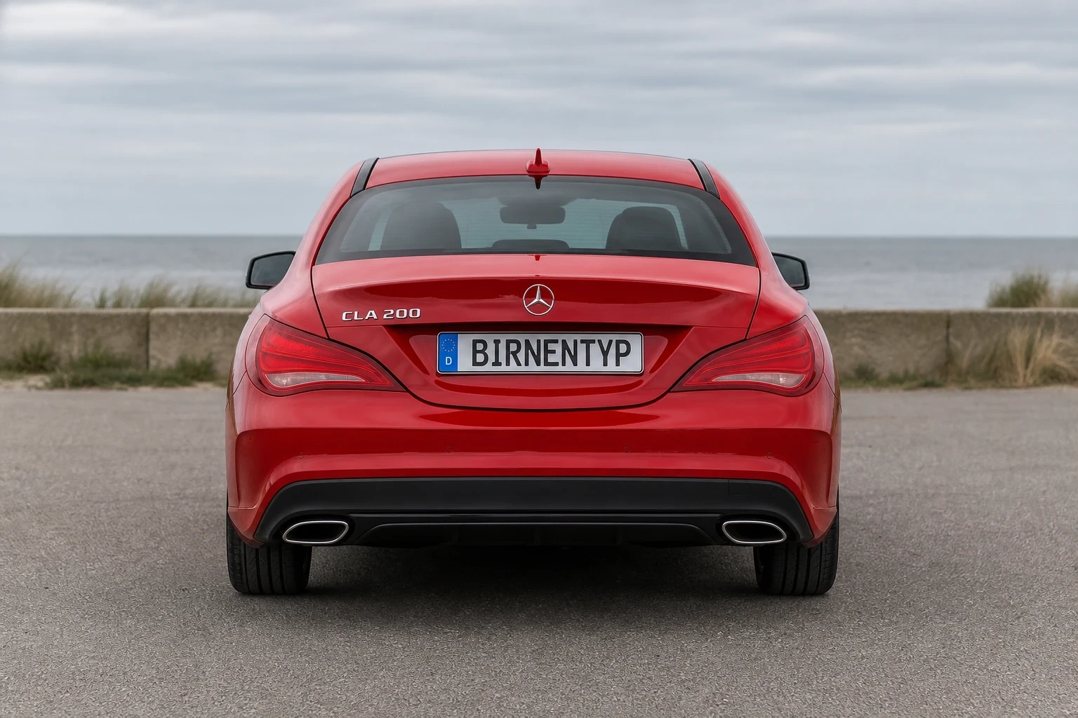 Heck-Ansicht des Mercedes-Benz CLA 1. Gen (mit KI erzeugt)