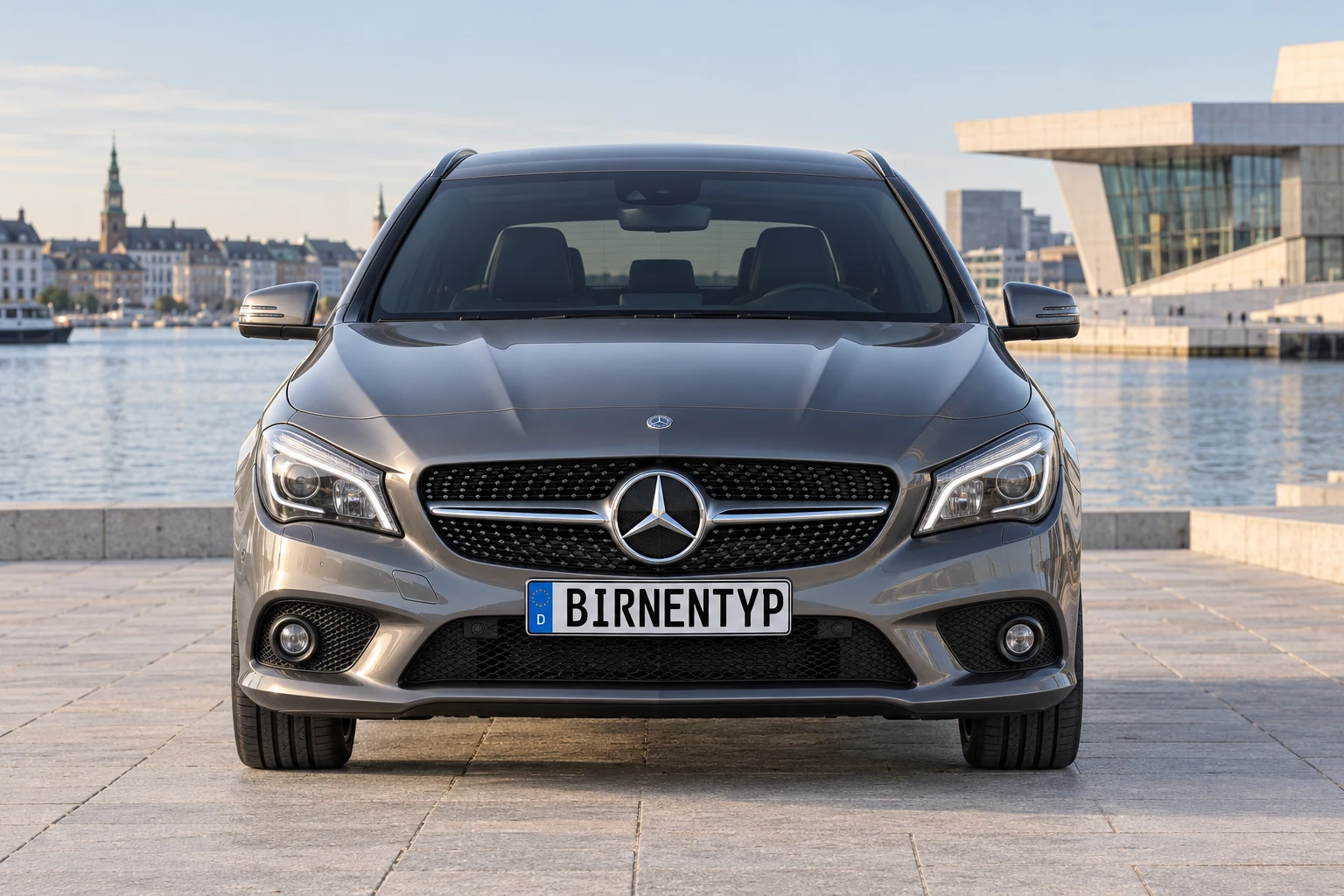 Frontansicht des Mercedes-Benz CLA 1 (Shooting Brake 5-Türer (X117)) (mit KI erzeugt)