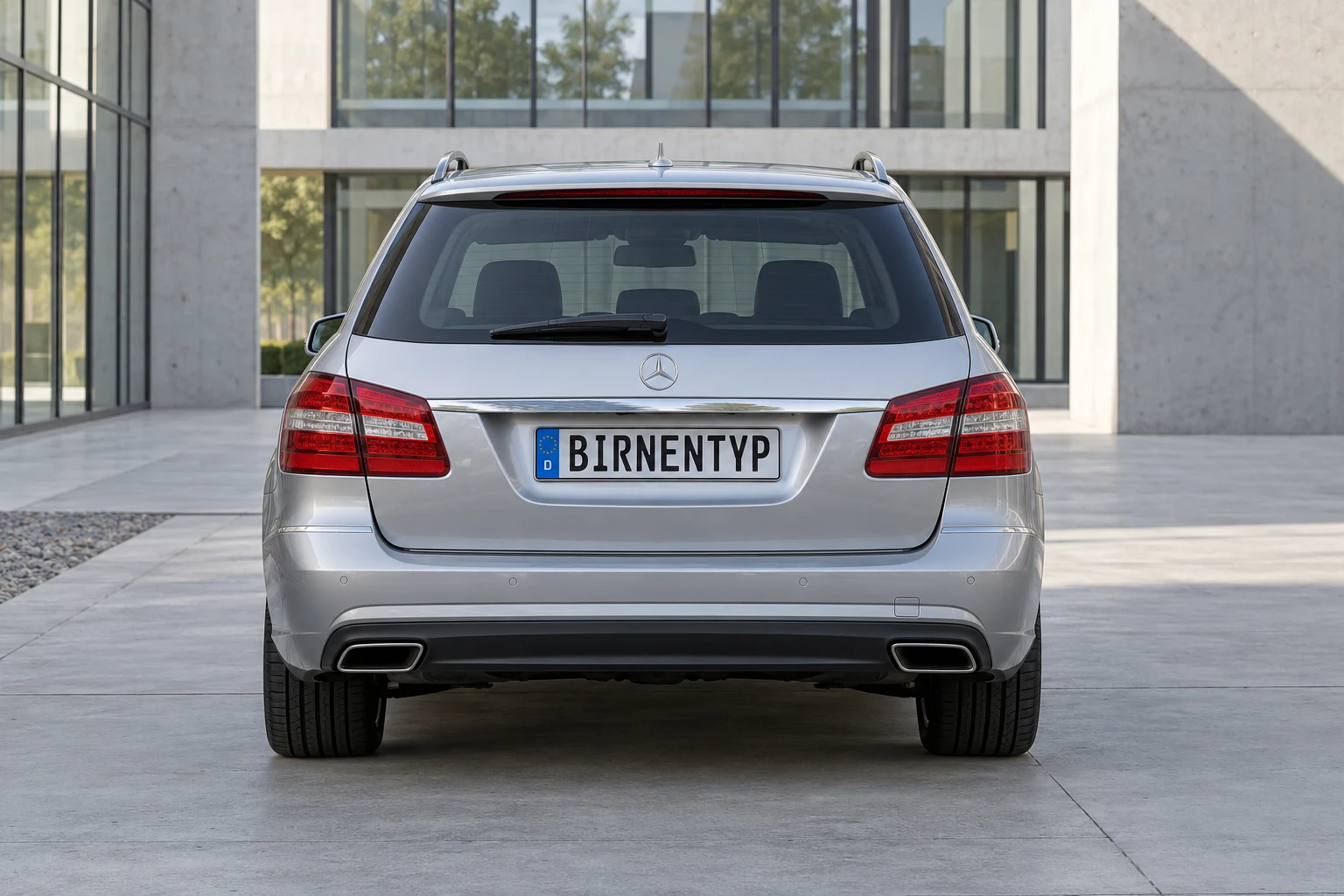 Heck-Ansicht des Mercedes-Benz E-Klasse 4 (T-Modell Kombi (S212)) (mit KI erzeugt)
