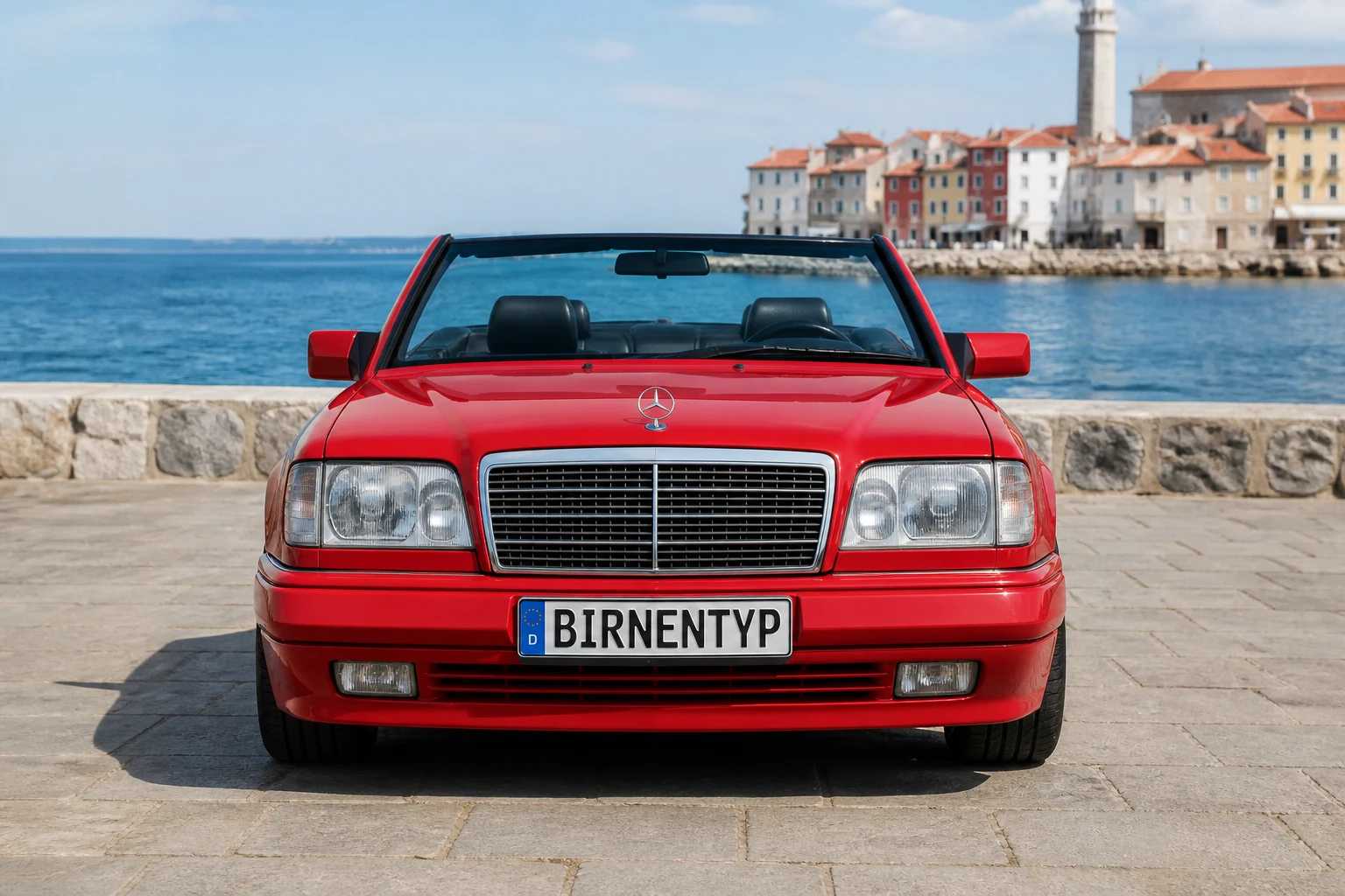 Frontansicht des Mercedes-Benz E-Klasse 1 (Cabriolet (A124)) (mit KI erzeugt)