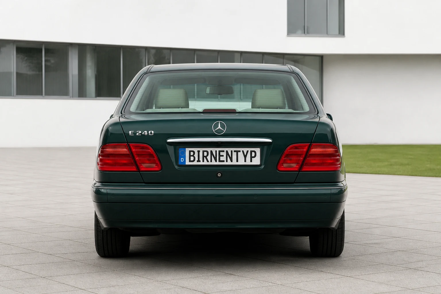 Heck-Ansicht des Mercedes-Benz E-Klasse 2 (mit KI erzeugt)
