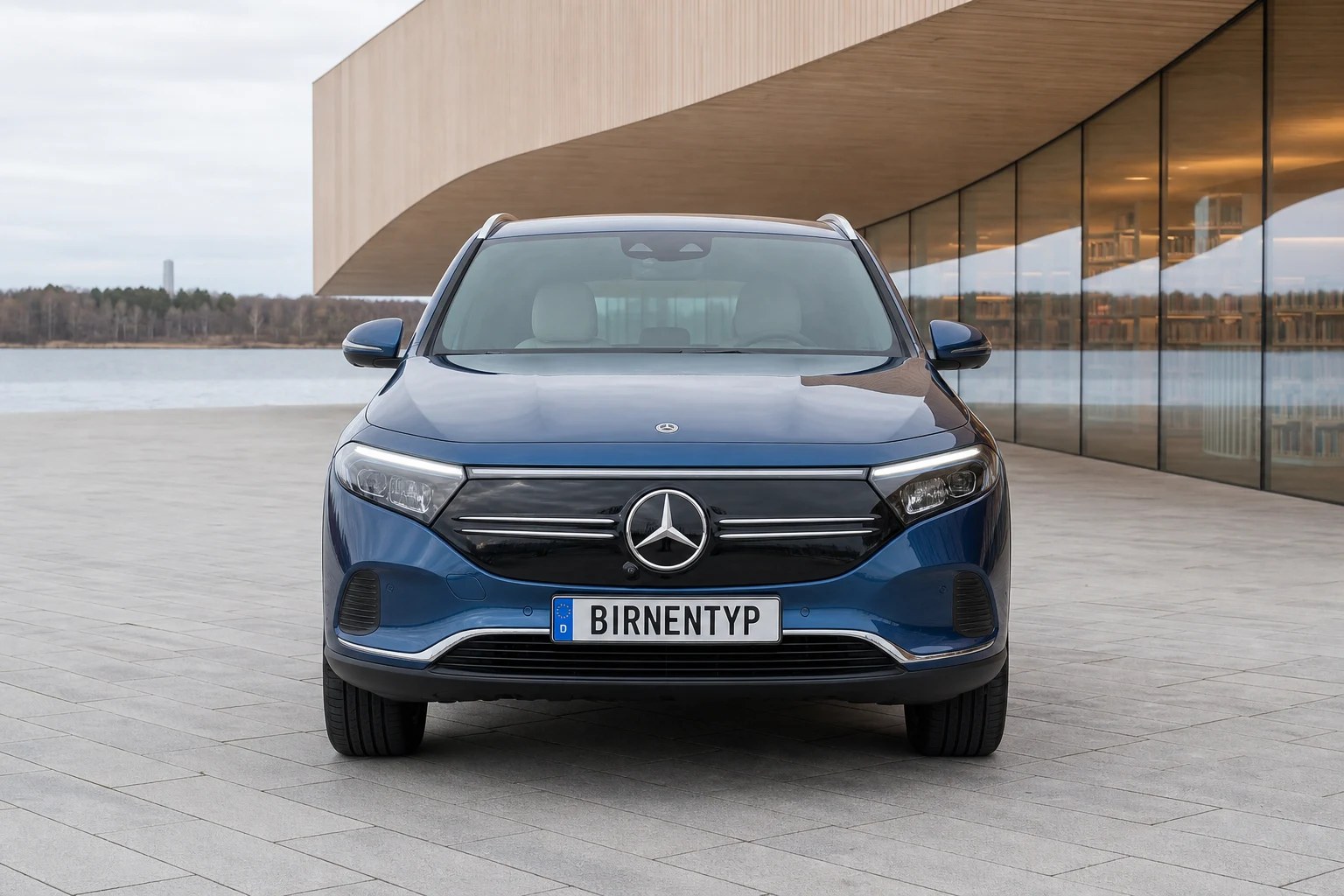 Frontansicht des Mercedes-Benz EQA 1 (mit KI erzeugt)