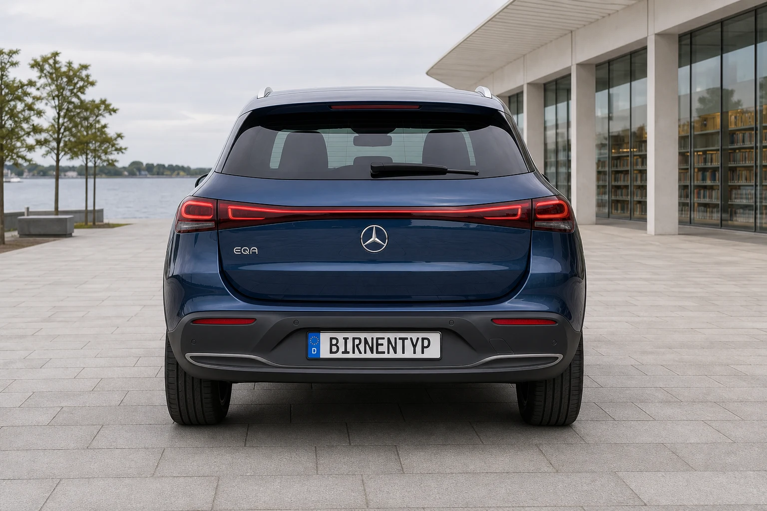 Heck-Ansicht des Mercedes-Benz EQA 1 (mit KI erzeugt)