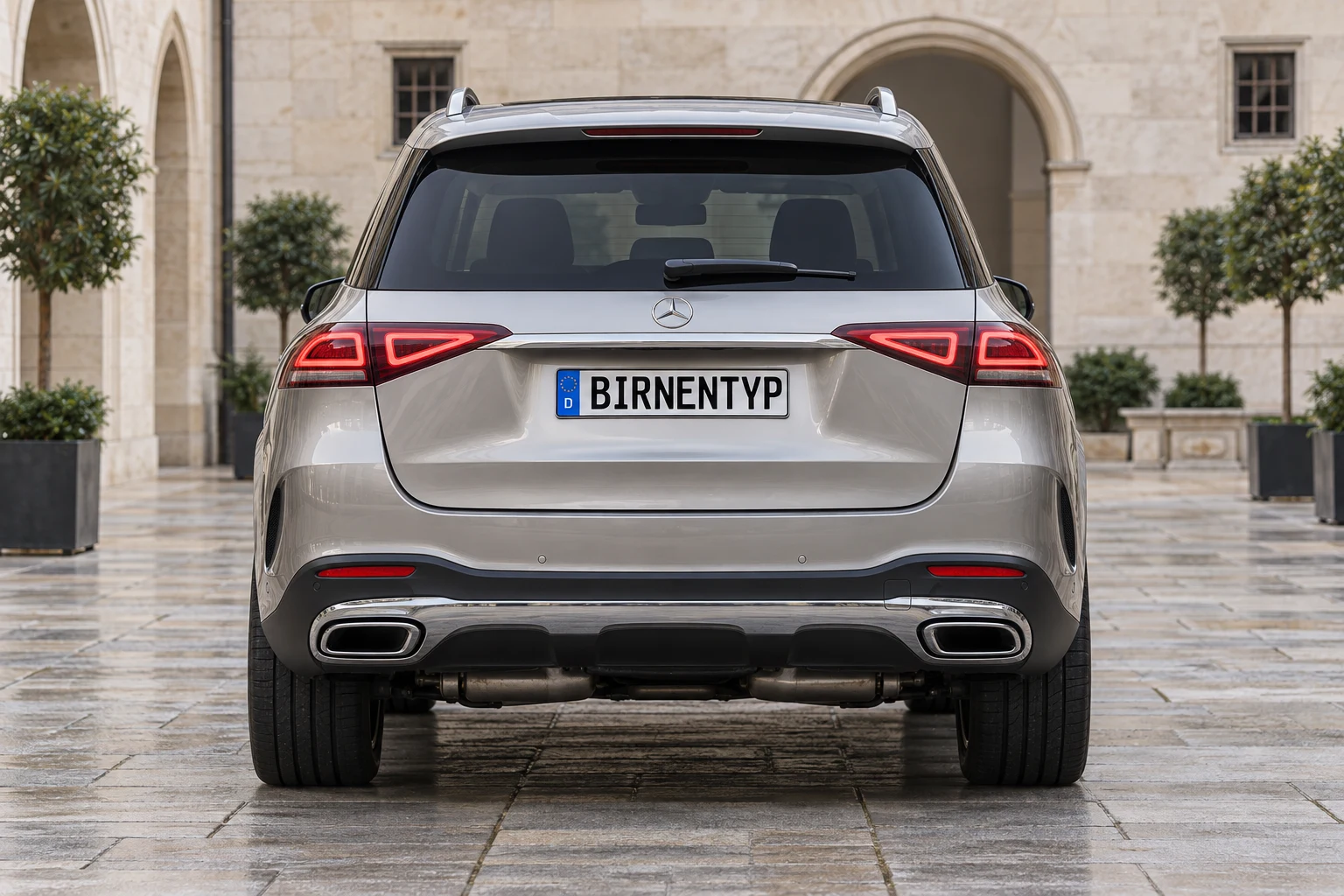 Heck-Ansicht des Mercedes-Benz GLE 4 (mit KI erzeugt)
