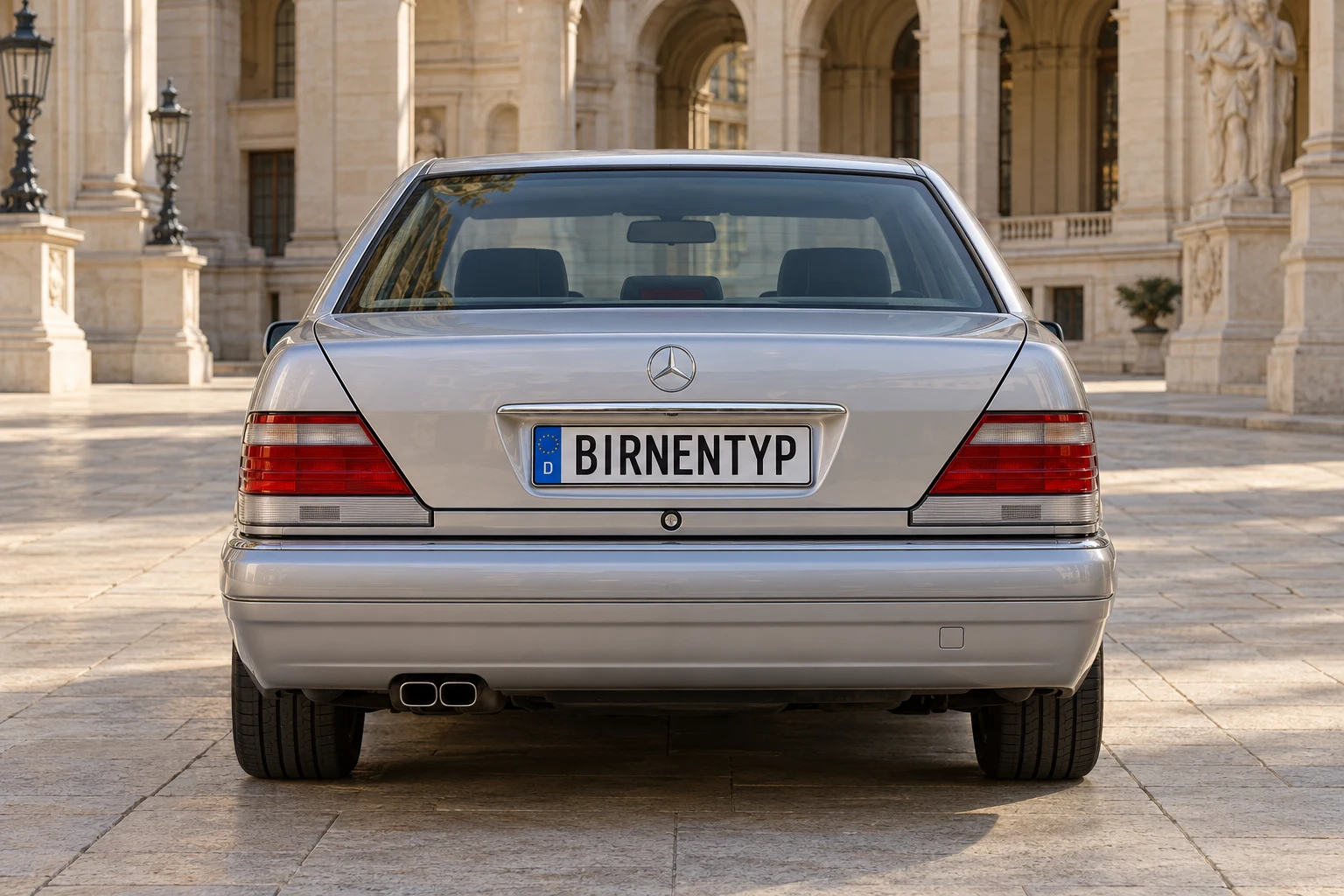 Heck-Ansicht des Mercedes-Benz S-Klasse 3 (mit KI erzeugt)