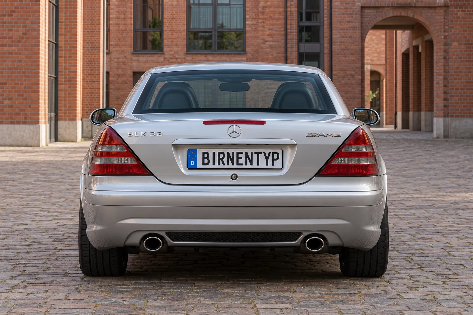 Heck-Ansicht des Mercedes-Benz SLK 1 (mit KI erzeugt)