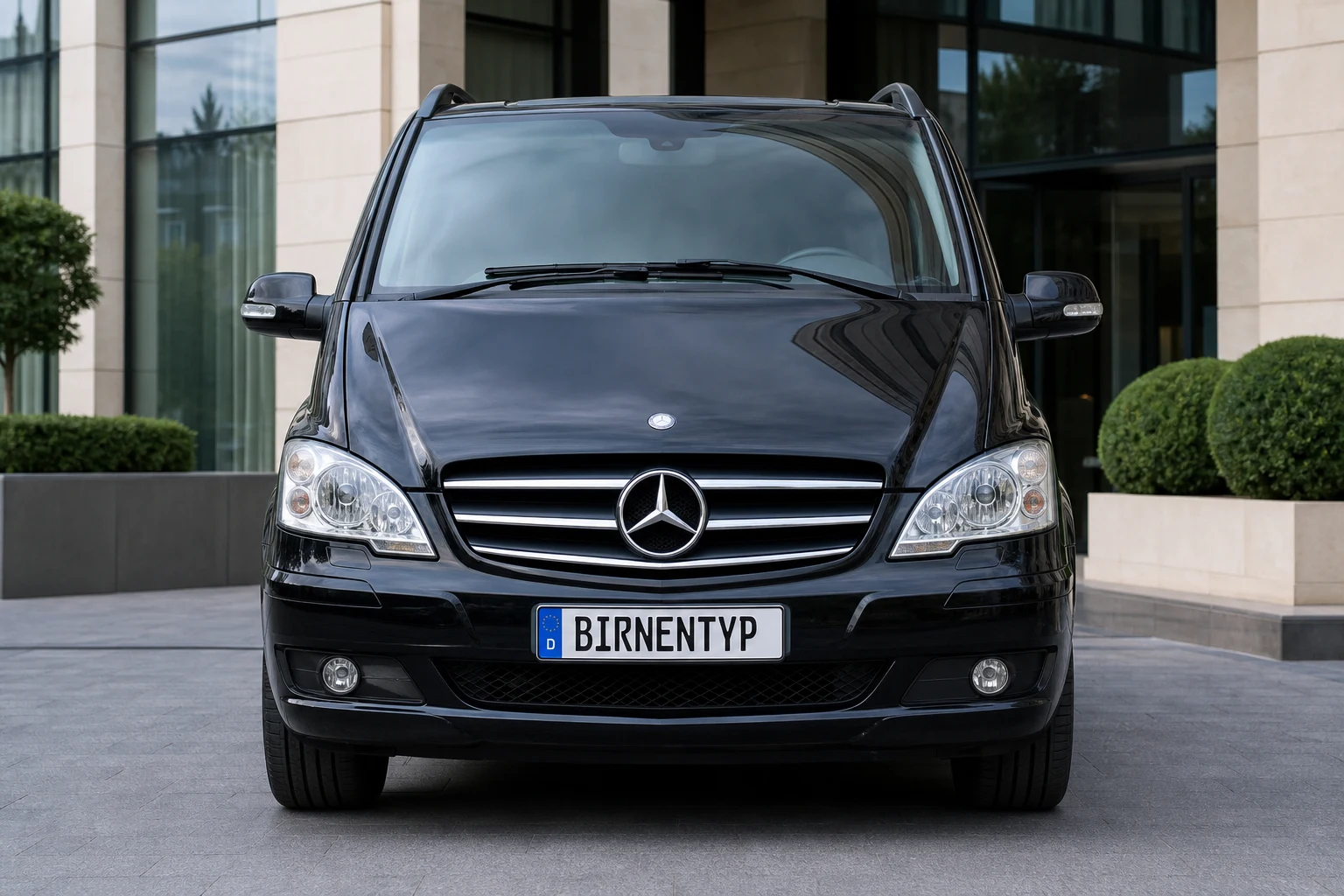 Frontansicht des Mercedes-Benz Vito/V-Klasse/Viano/Marco Polo 2 (Viano Großraumlimousine (W639)) (mit KI erzeugt)