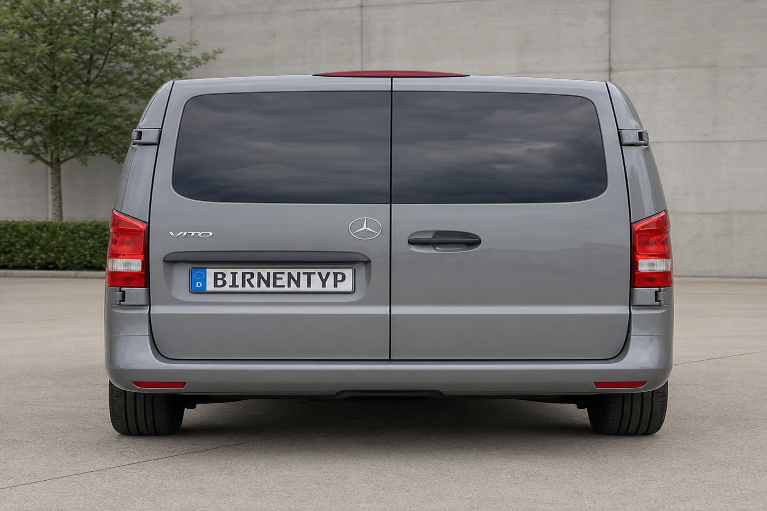 Heck-Ansicht des Mercedes-Benz Vito/V-Klasse/Viano/Marco Polo 3 (mit KI erzeugt)