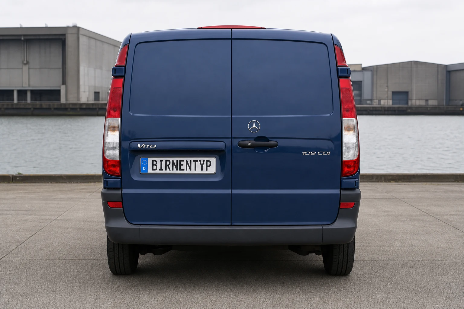 Heck-Ansicht des Mercedes-Benz Vito/V-Klasse/Viano/Marco Polo 2 (mit KI erzeugt)