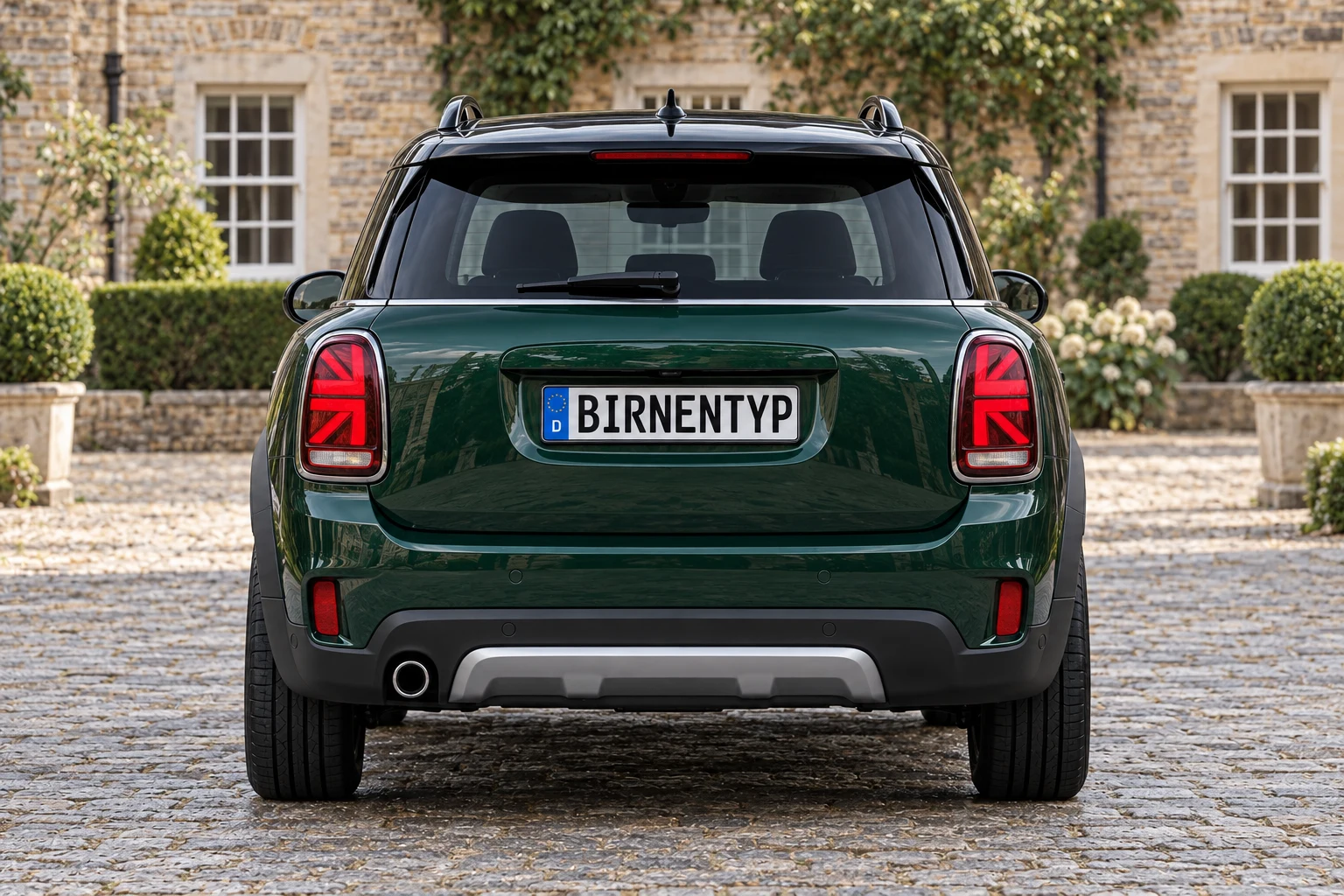 Heck-Ansicht des Mini Clubman / Countryman 2 (mit KI erzeugt)