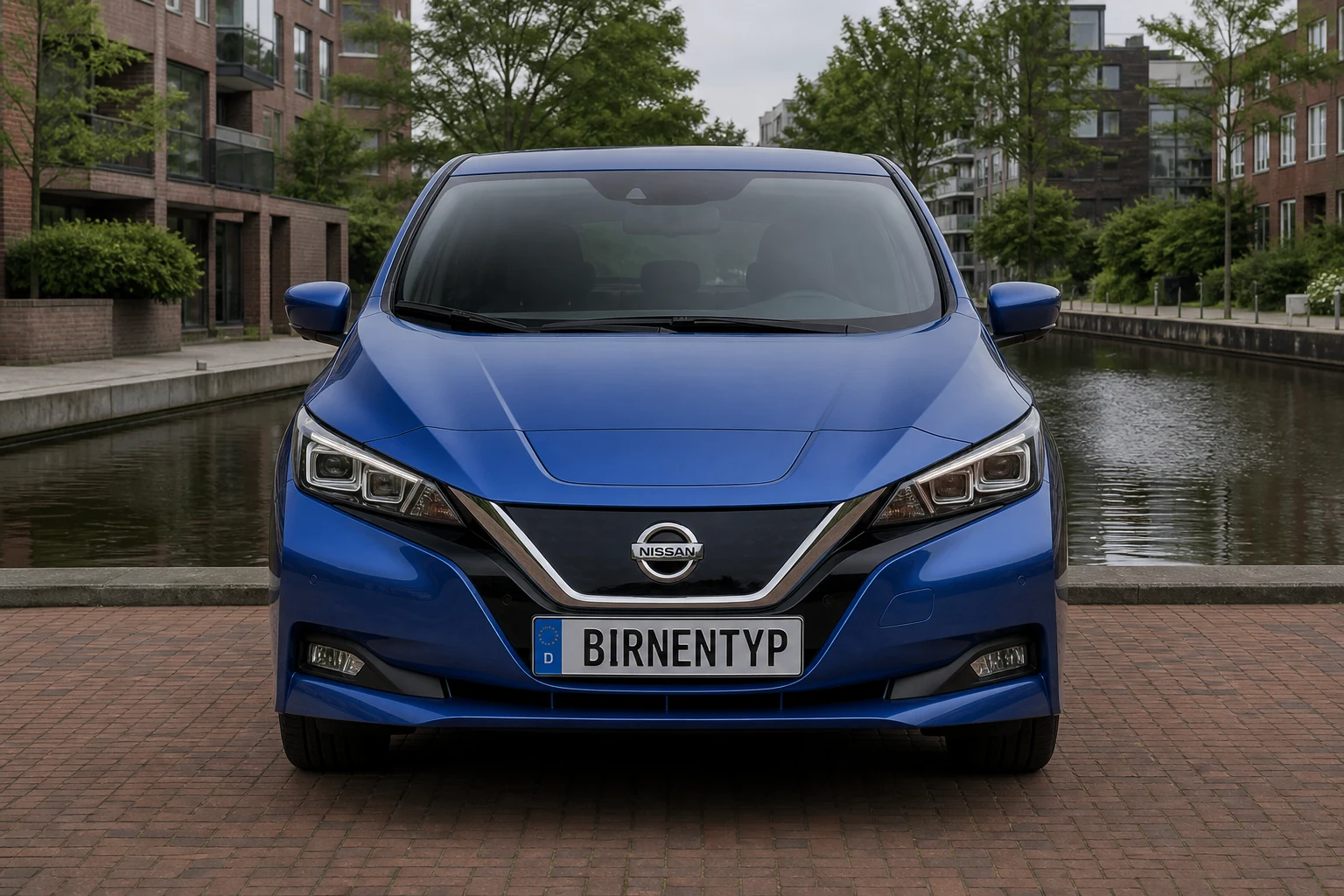 Frontansicht des Nissan Leaf 2 (mit KI erzeugt)