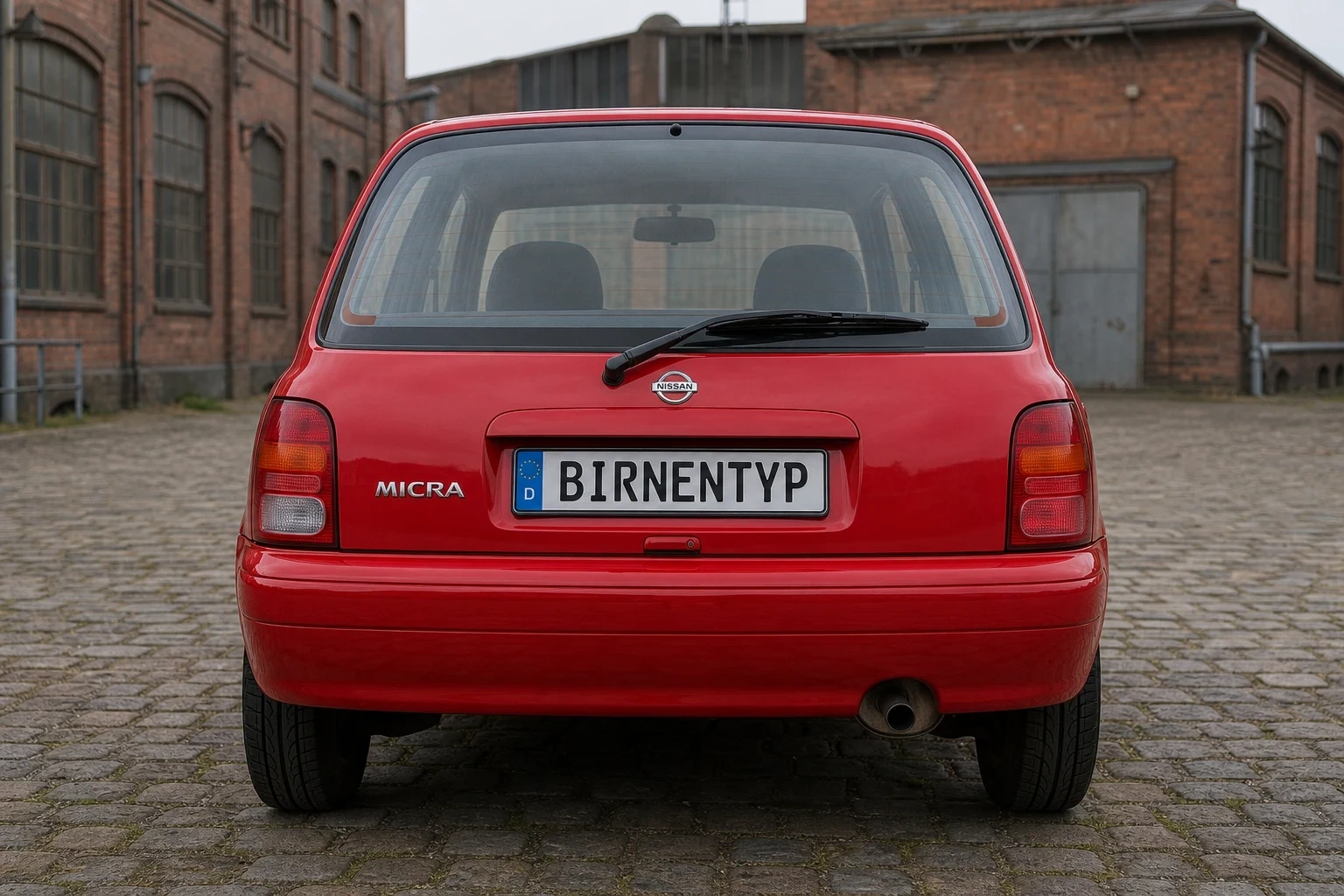 Heck-Ansicht des Nissan Micra 2. Gen (mit KI erzeugt)