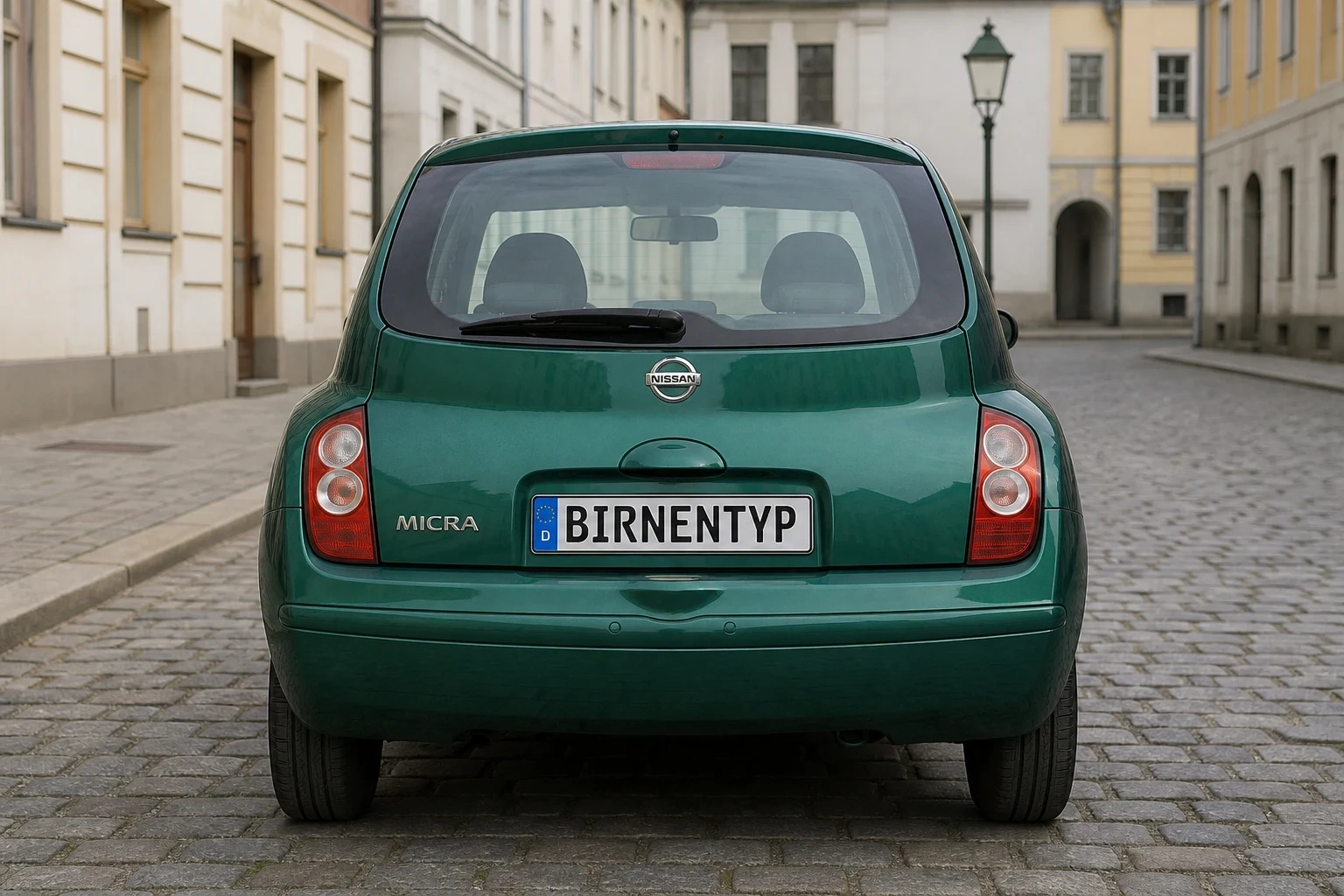 Heck-Ansicht des Nissan Micra 3. Gen (mit KI erzeugt)