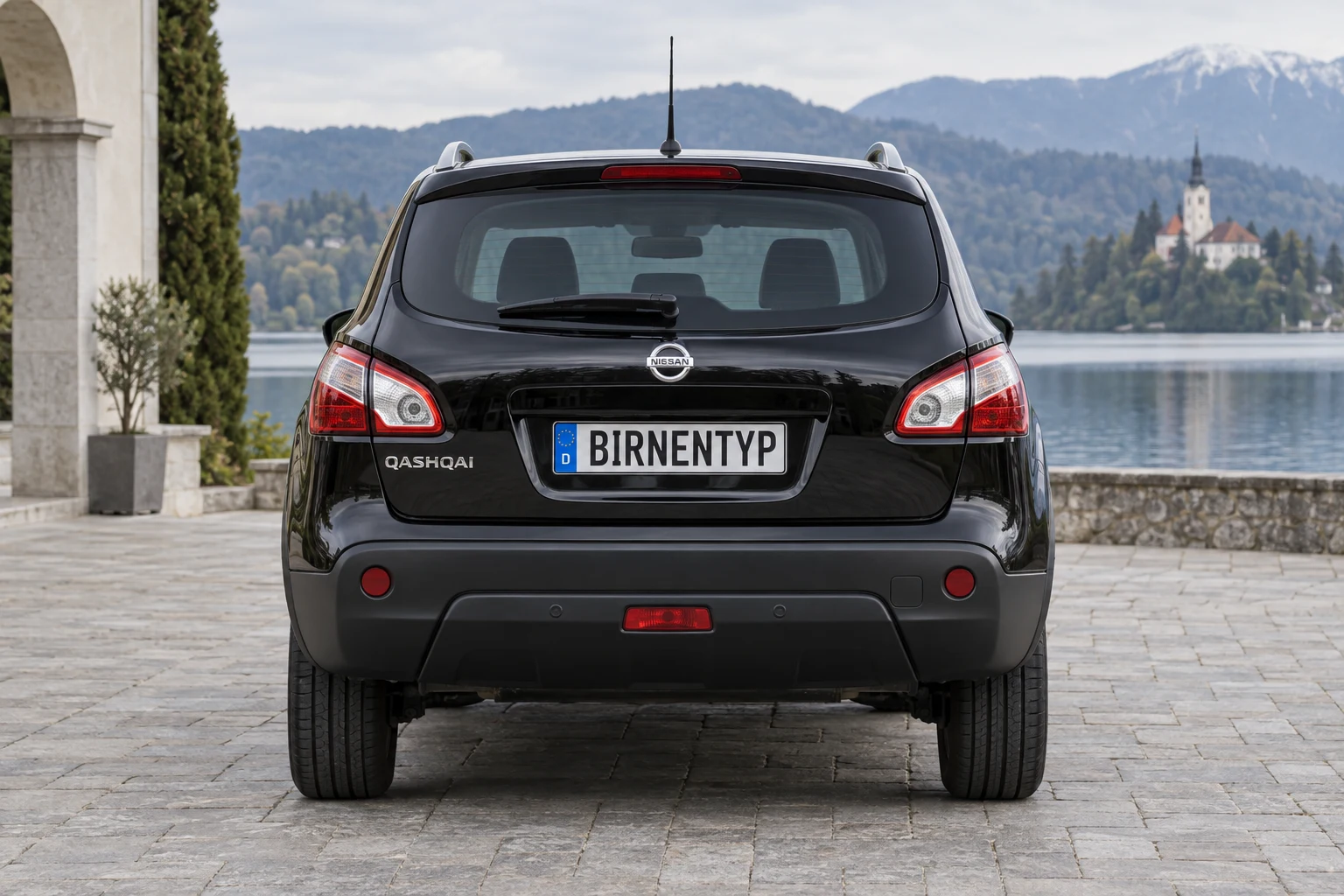 Heck-Ansicht des Nissan Qashqai 1 Facelift (mit KI erzeugt)