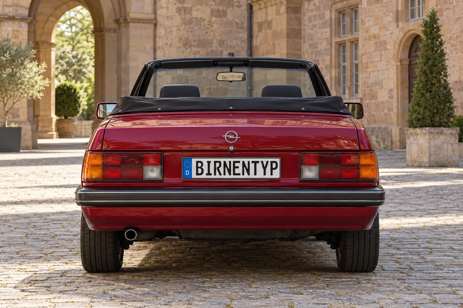 Heck-Ansicht des Opel Ascona C (mit KI erzeugt)