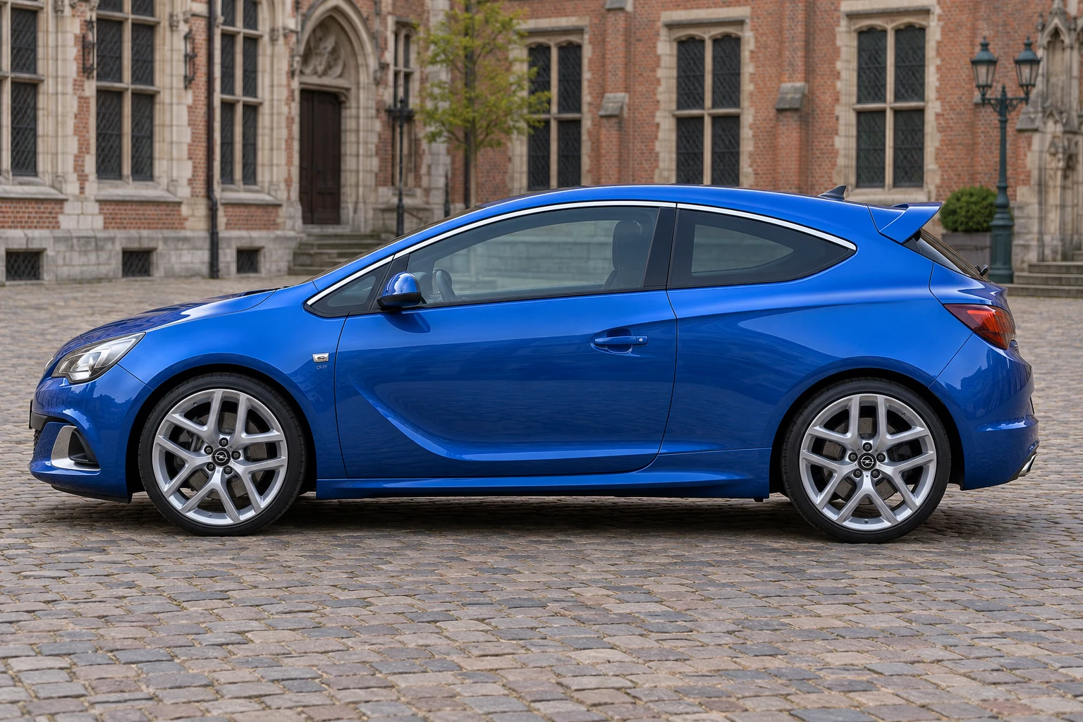 Seitenansicht (Fahrerseite) des Opel Astra J als OPC (mit KI erzeugt)