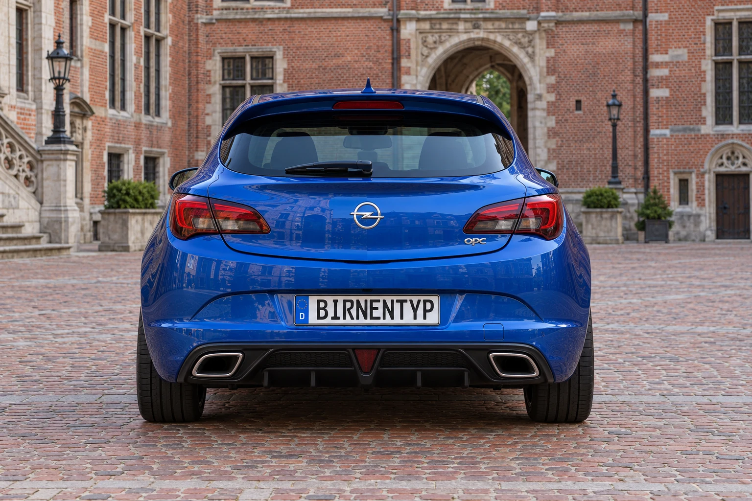 Heck-Ansicht des Opel Astra J (OPC) (mit KI erzeugt)