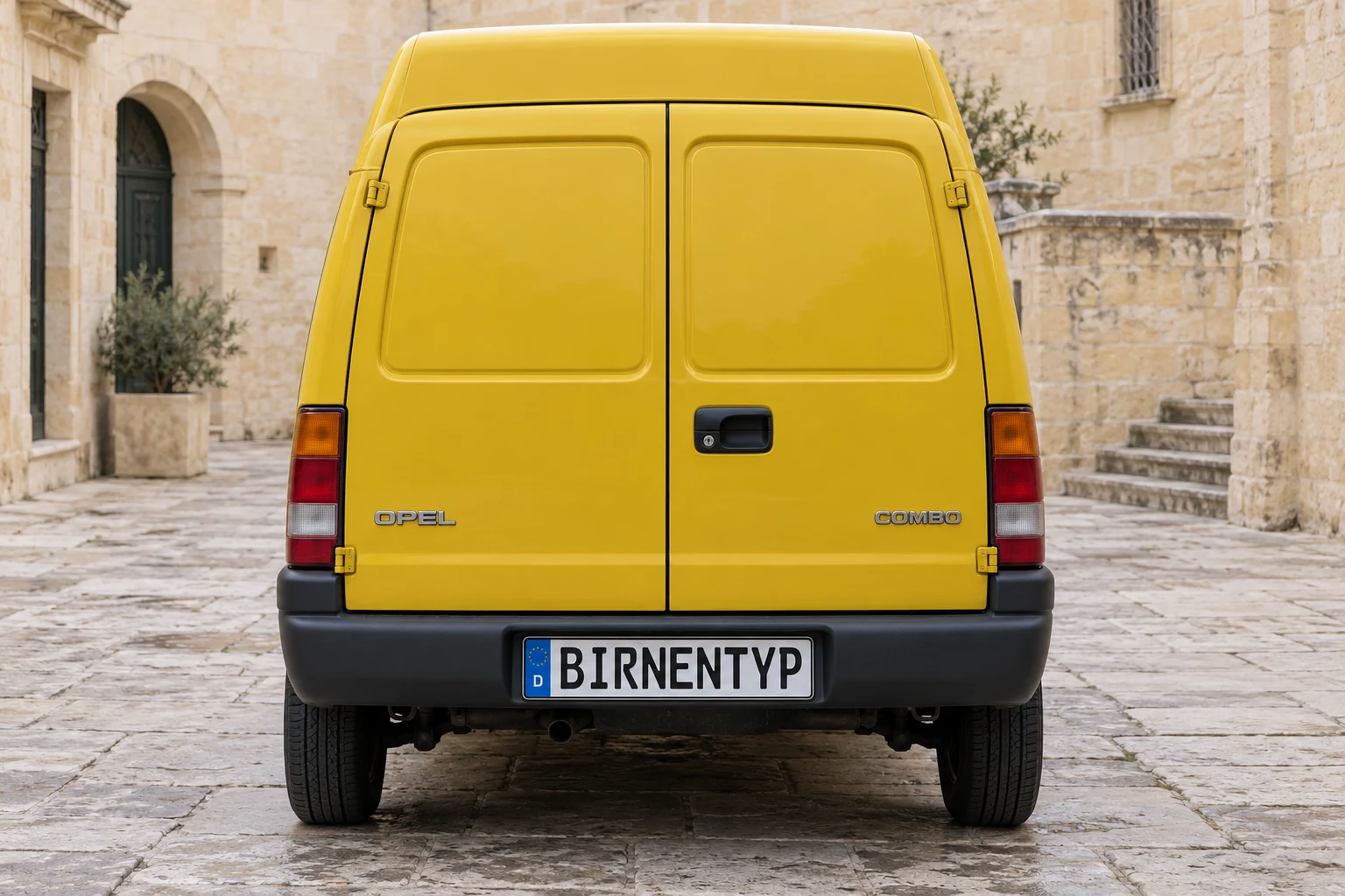 Heck-Ansicht des Opel Combo A (mit KI erzeugt)