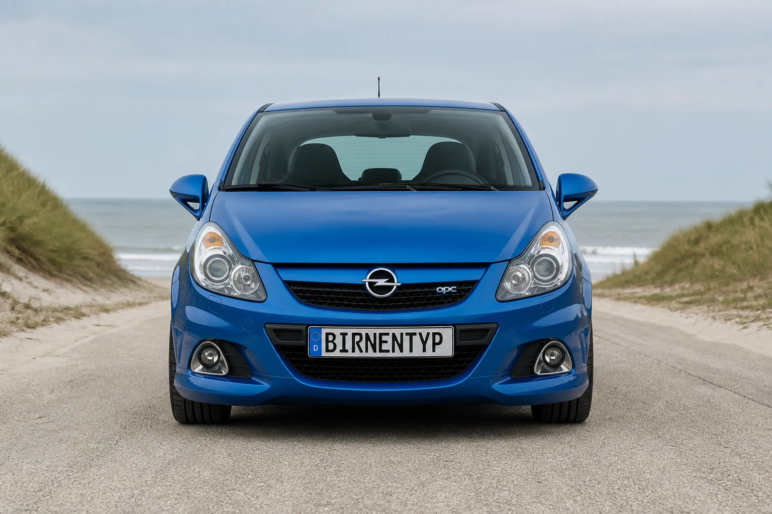 Frontansicht des Opel Corsa (OPC / Nürburgring Edition) (mit KI erzeugt)