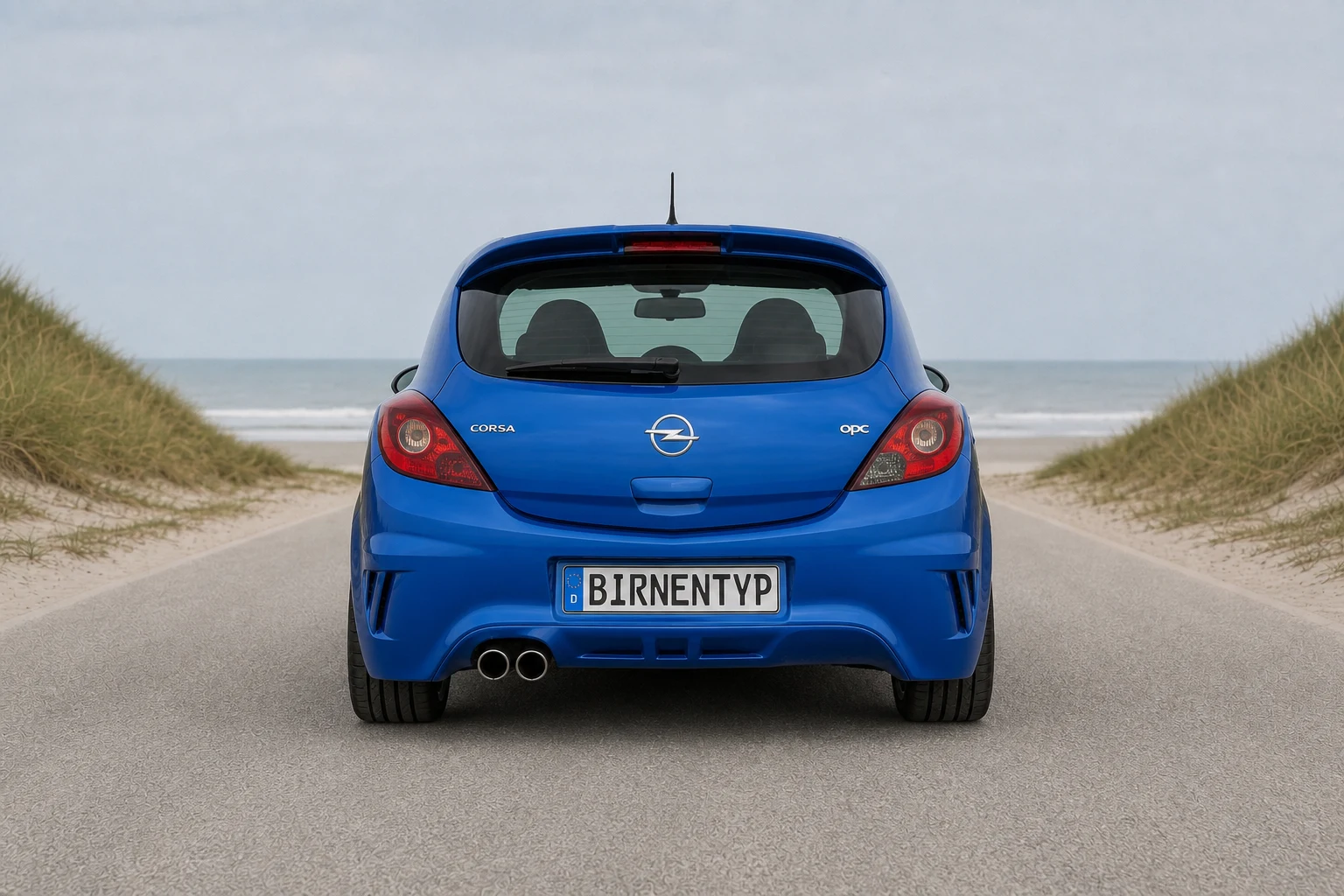 Heck-Ansicht des Opel Corsa (OPC / Nürburgring Edition) (mit KI erzeugt)