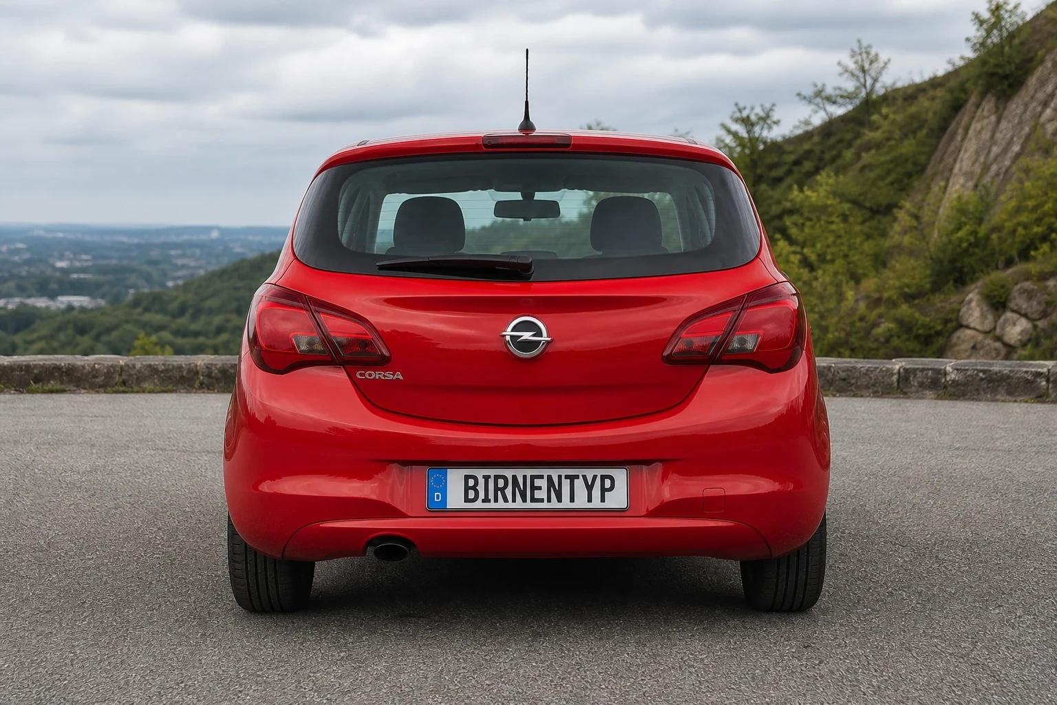 Heck-Ansicht des Opel Corsa (mit KI erzeugt)