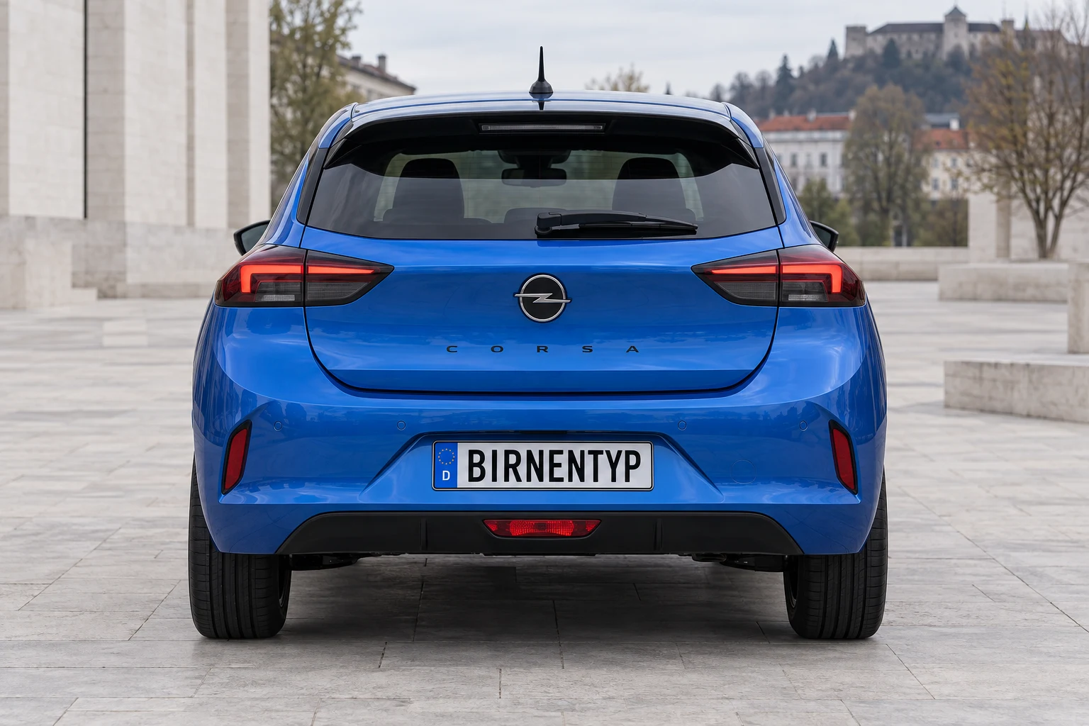 Heck-Ansicht des Opel Corsa F Facelift (mit KI erzeugt)