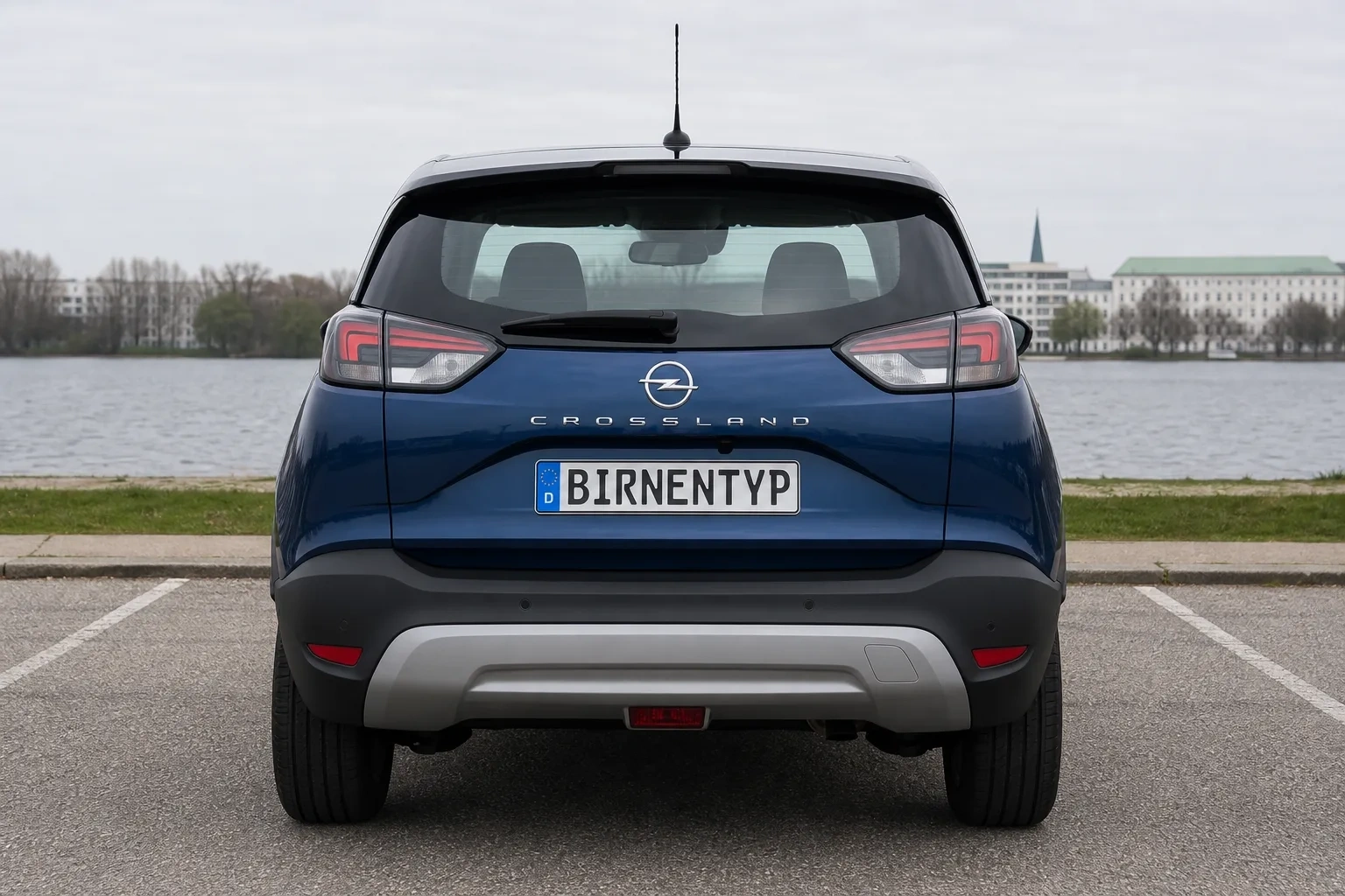 Heck-Ansicht des Opel Crossland (X) (mit KI erzeugt)