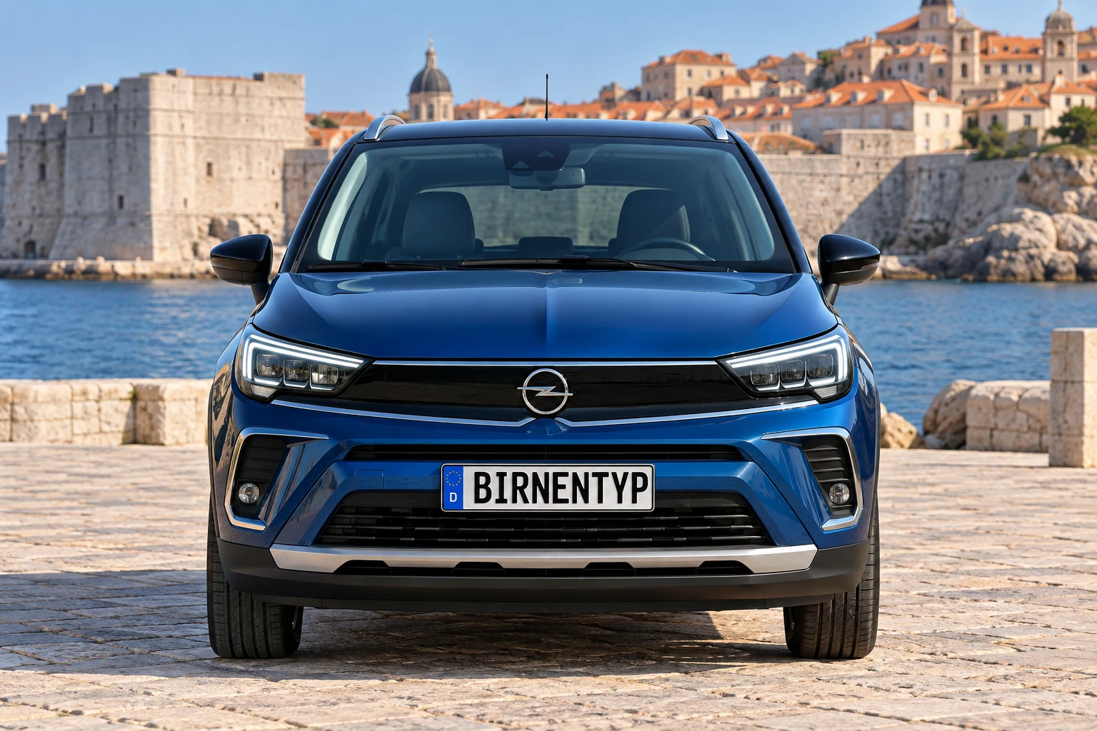Frontansicht des Opel Crossland (X) A Facelift (Elegance / Ultimate) (mit KI erzeugt)