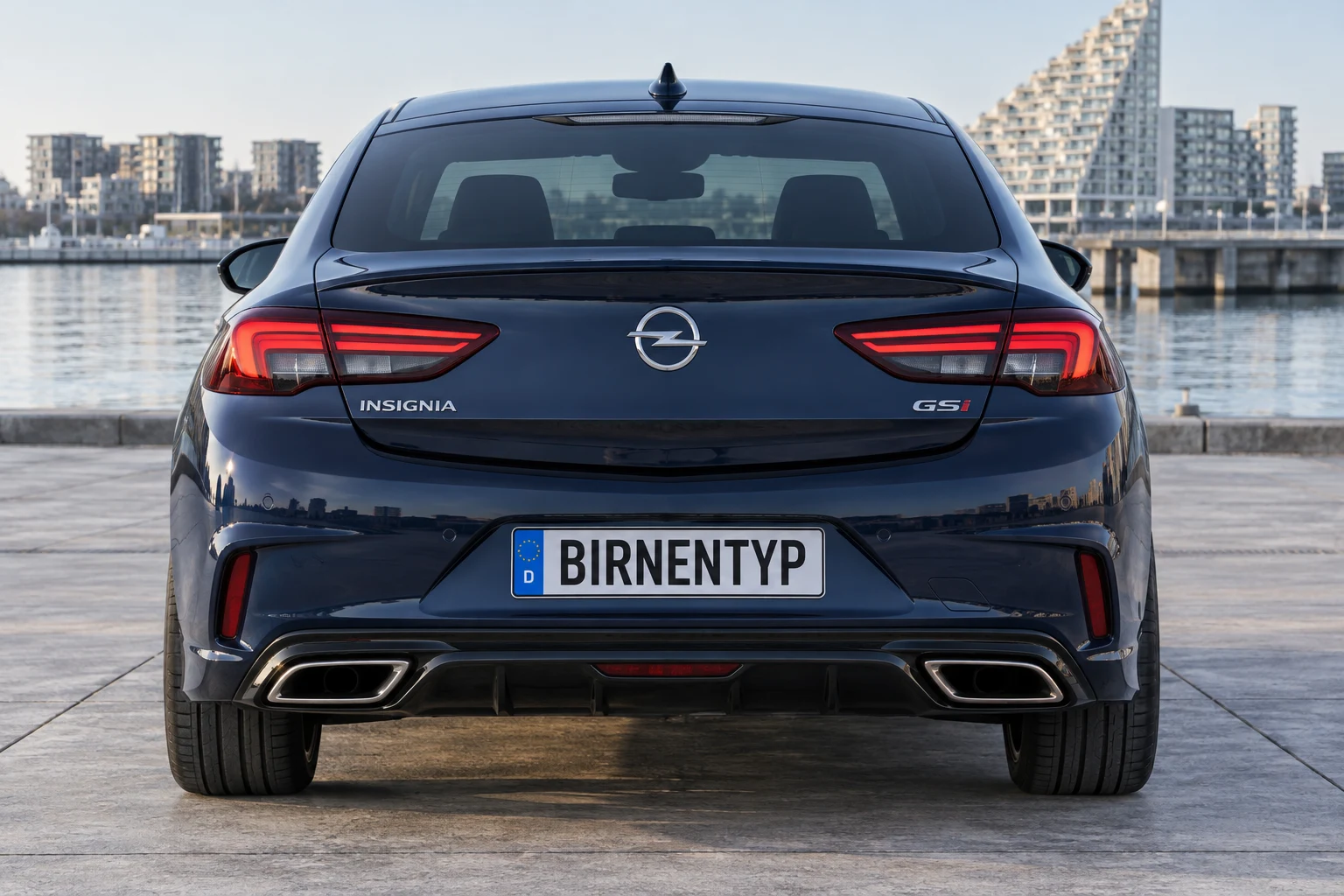 Heck-Ansicht des Opel Insignia B (GSi) (mit KI erzeugt)